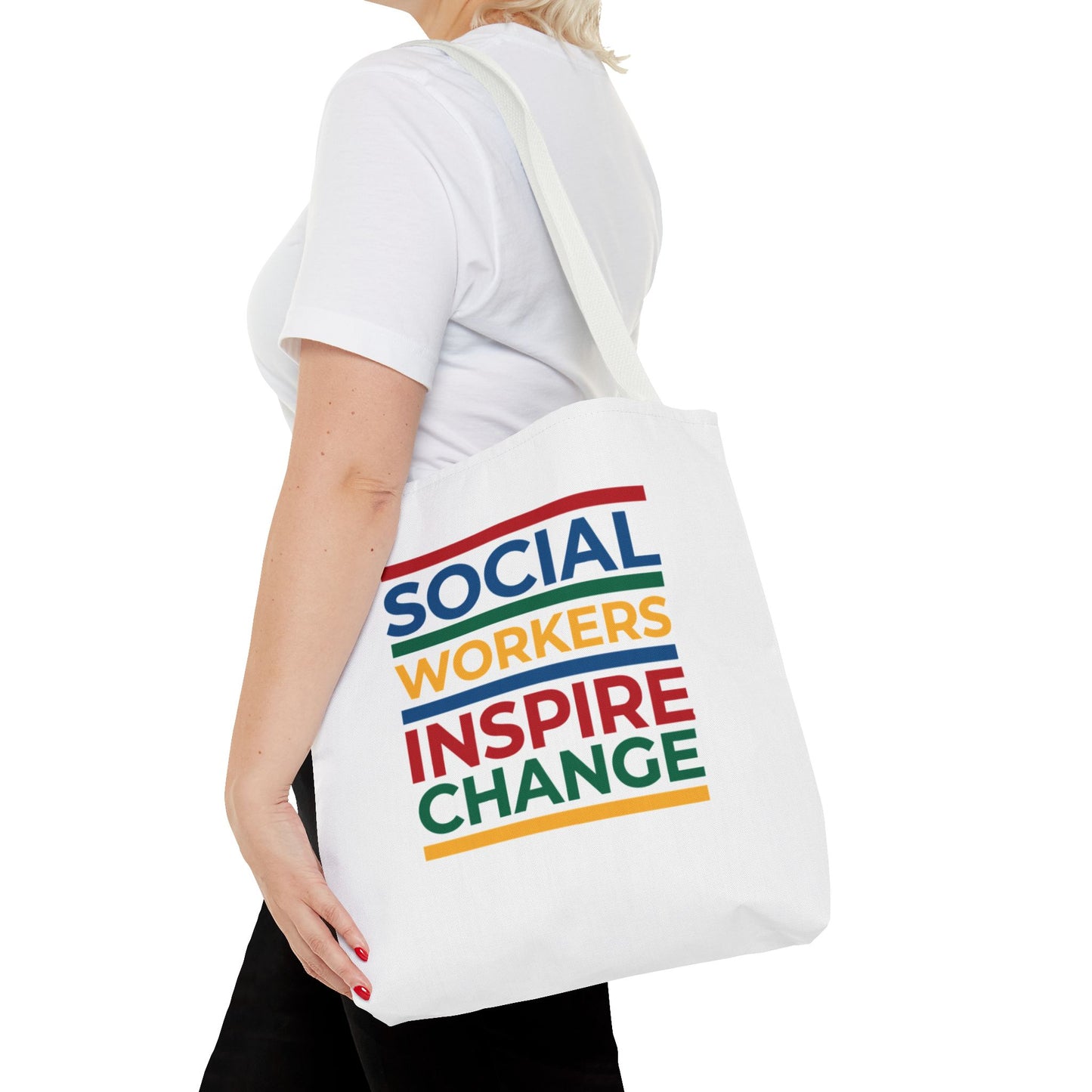 Social Worker Tote Bag — Inspirational "Social Workers Inspire Change" Two Side Design