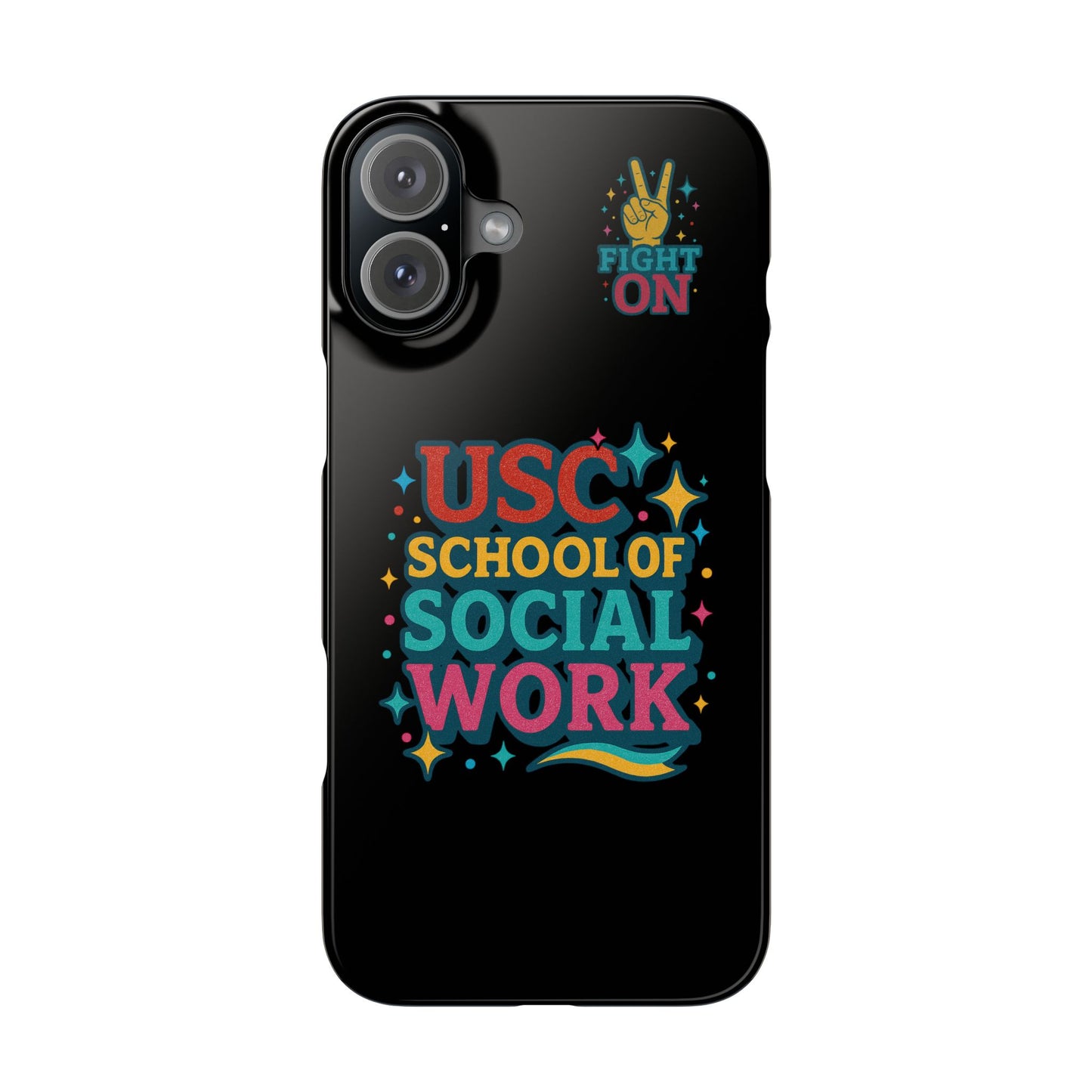 USC Trojans Slim I-Phone Case - School of Social Work - Glitter Style (Black)