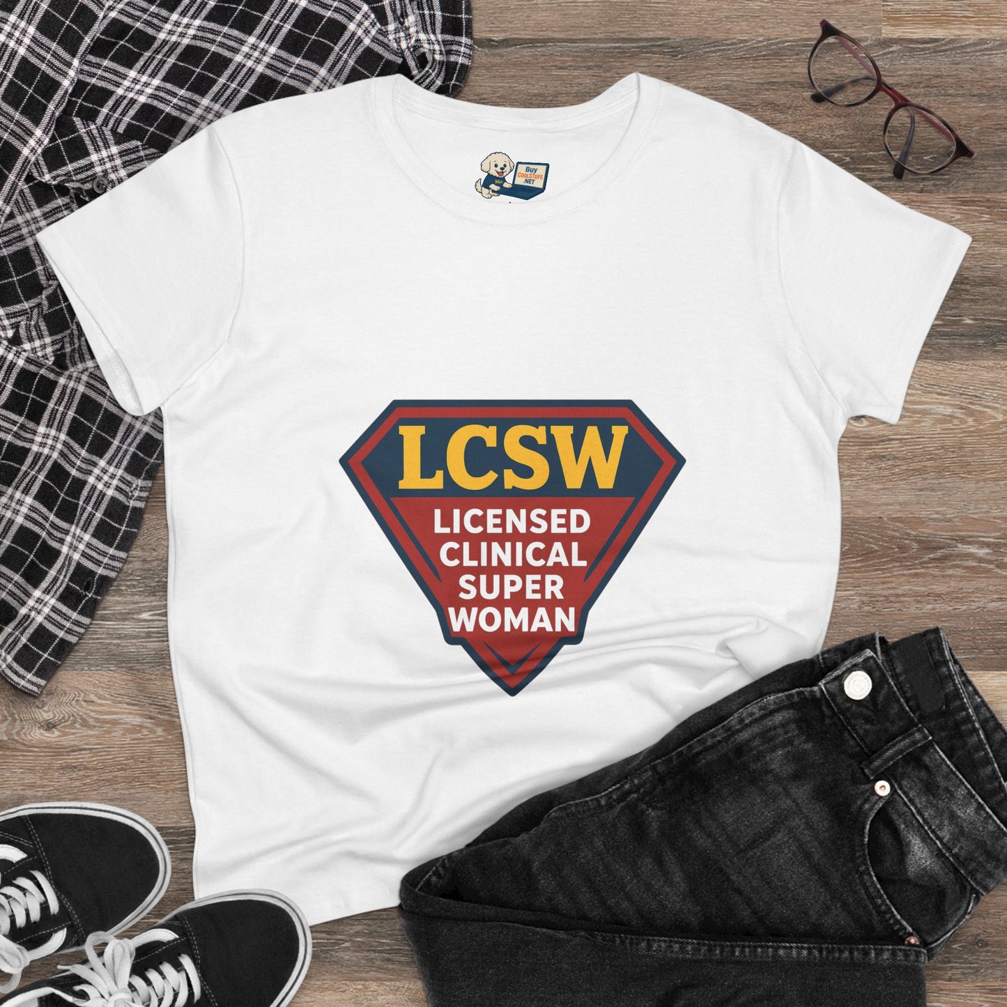 LCSW = Licensed Clinical Super Woman Tee – Saving the World, One Session at a Time Women's Midweight Cotton T-Shirt - Social Work