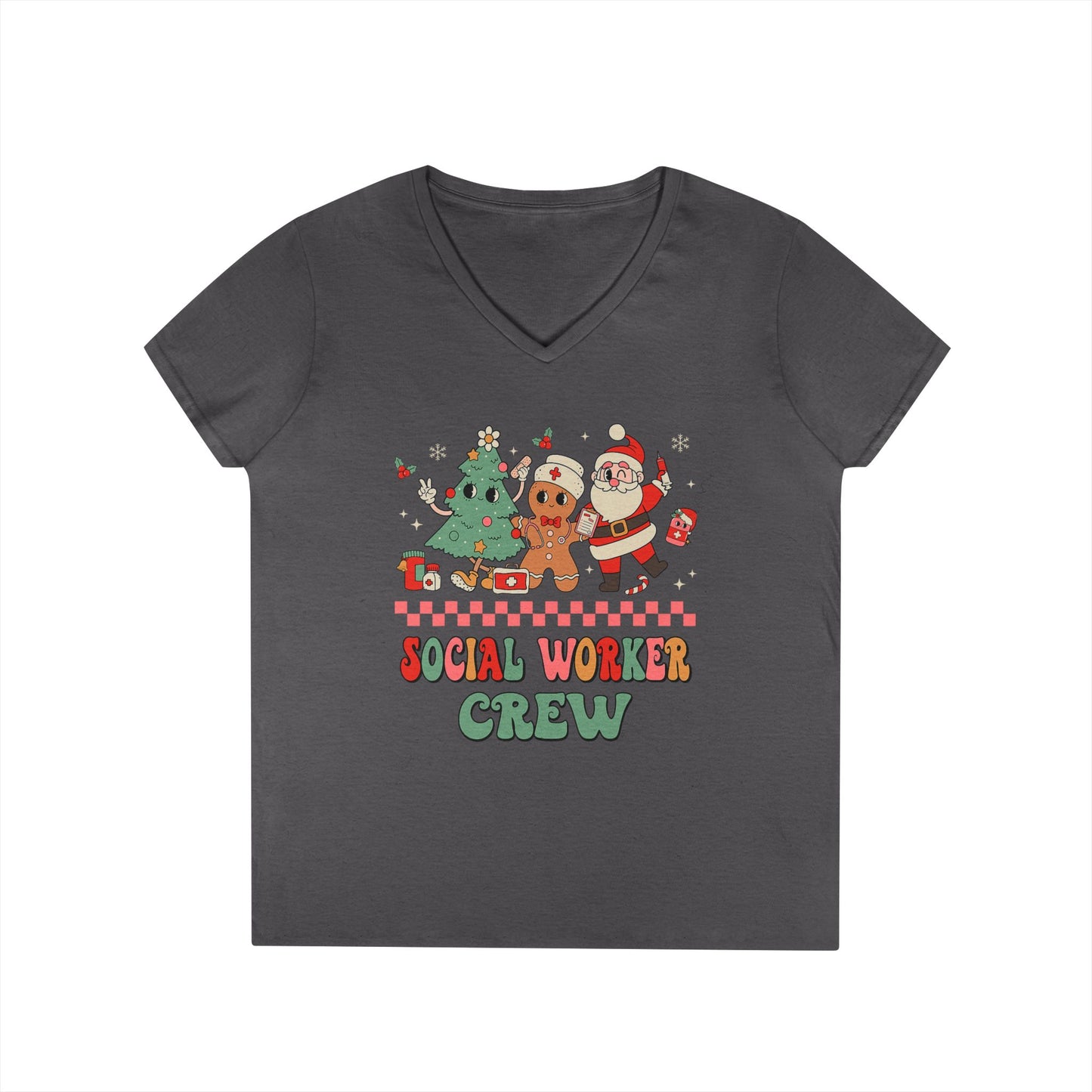 Social Worker Crew Christmas V-Neck Tee