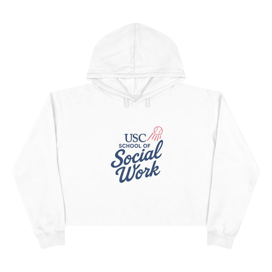 USC Social Work & Dodgers Crop Hoodie - Cheerful College Style