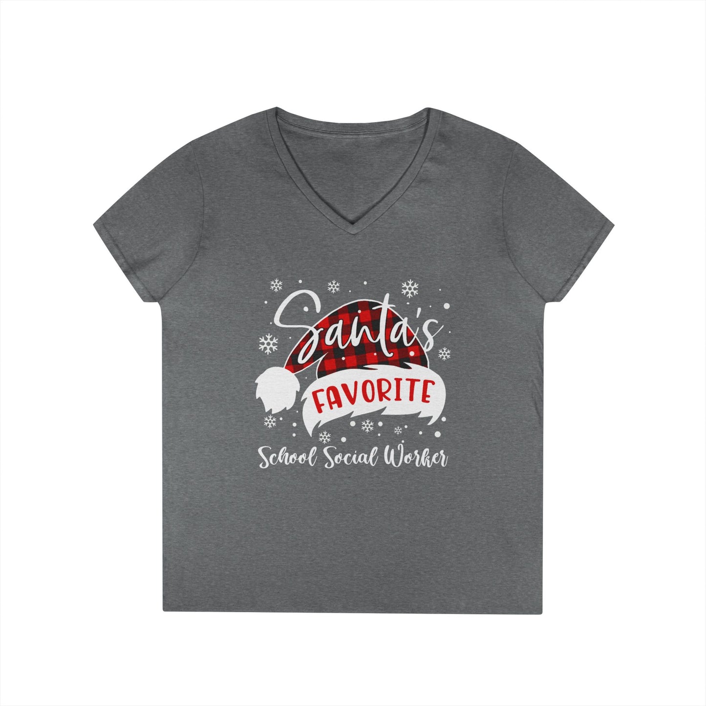 Santa's Favorite School Social Worker V-Neck Tee - Holiday Edition