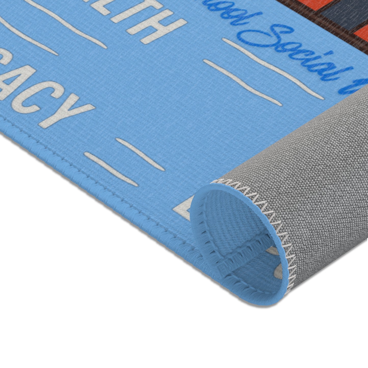 School Social Work Inspirational Area Rug - Baby Blue With Logo