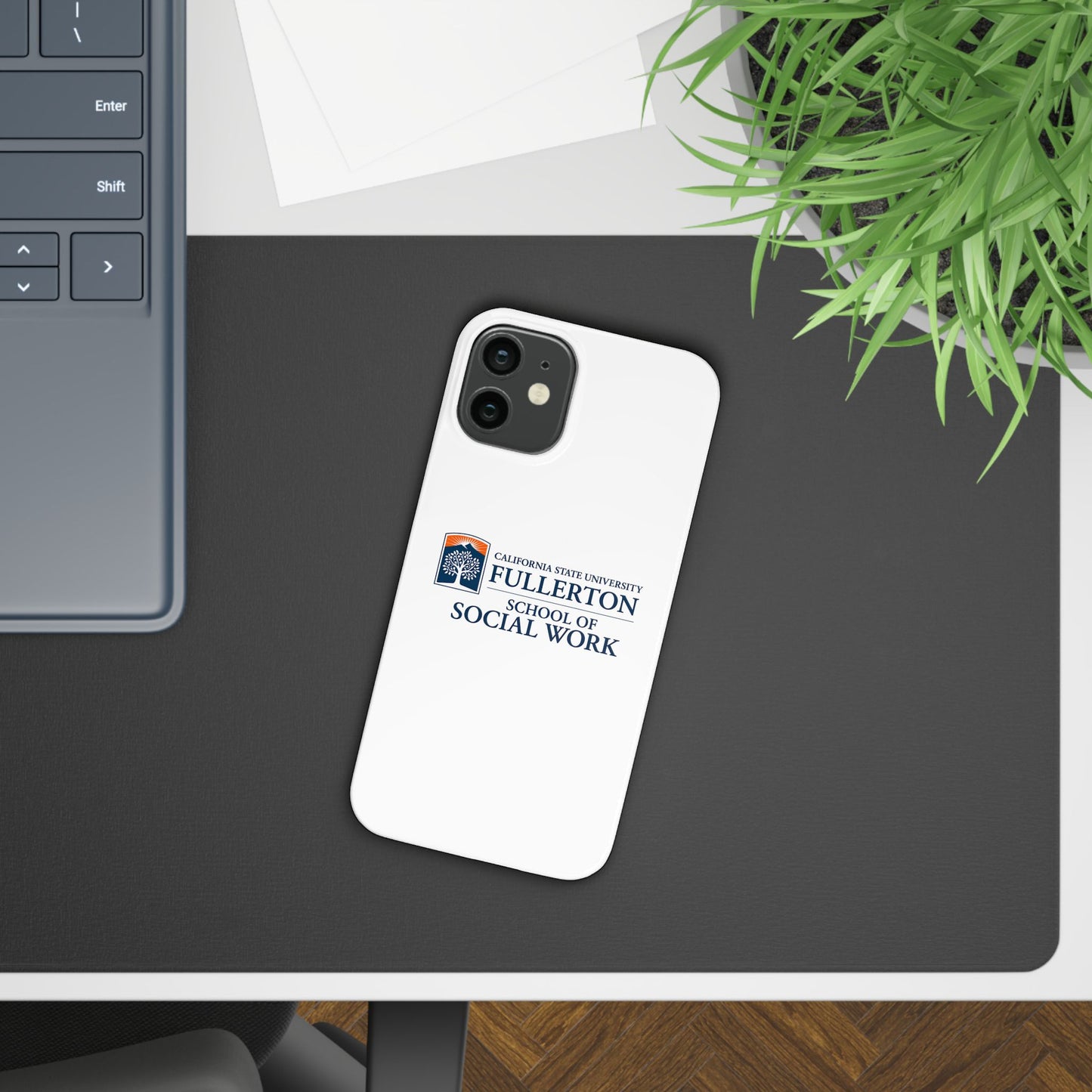 Cal State Fullerton University - Slim I-Phone Case - School of Social Work (White)