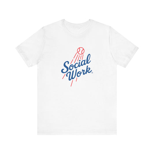 Social Work Vintage Baseball Tee – “Social Work” Script Graphic T‑Shirt