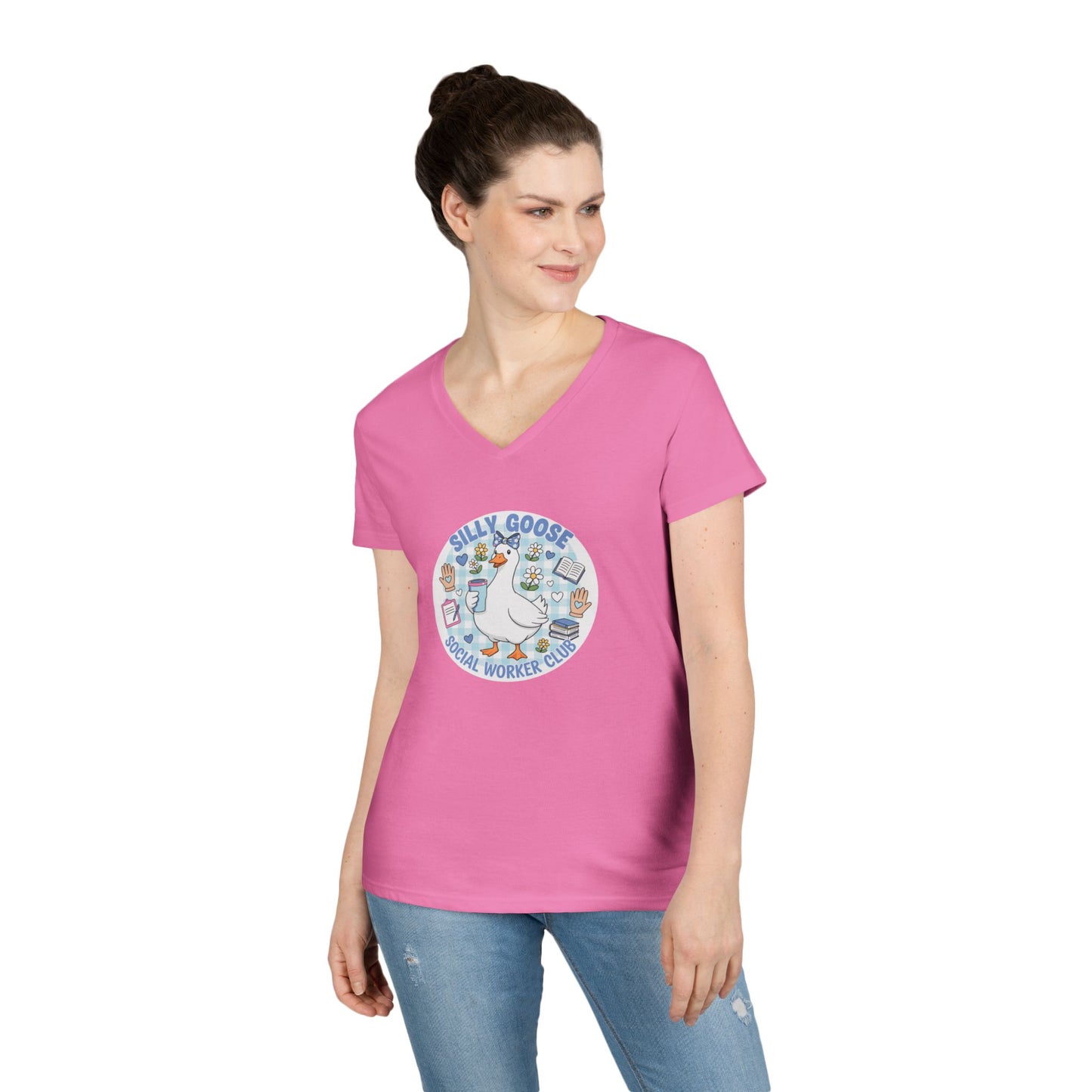Silly Goose Social Worker Crew Ladies' V-Neck T-Shirt
