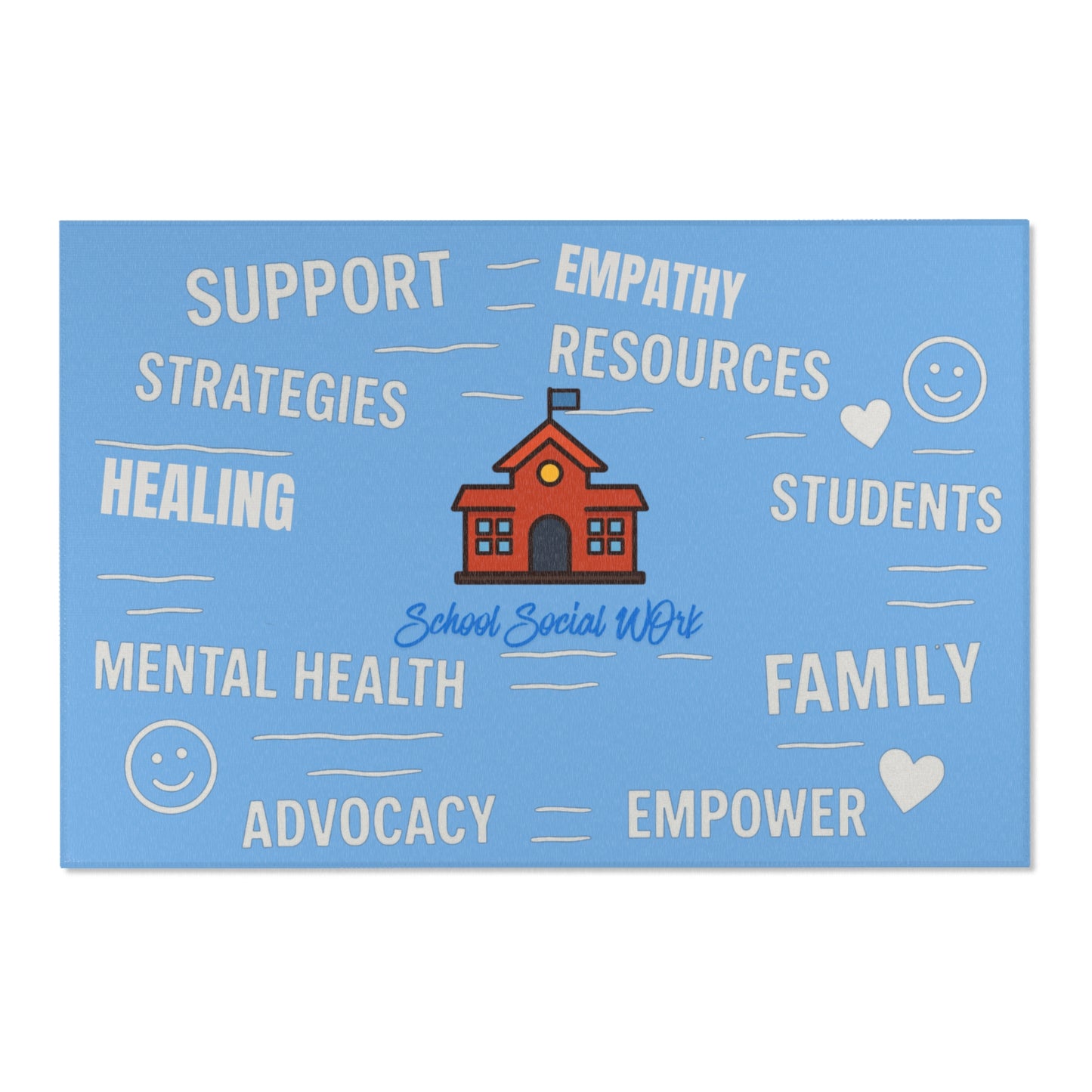 School Social Work Inspirational Area Rug - Baby Blue With Logo