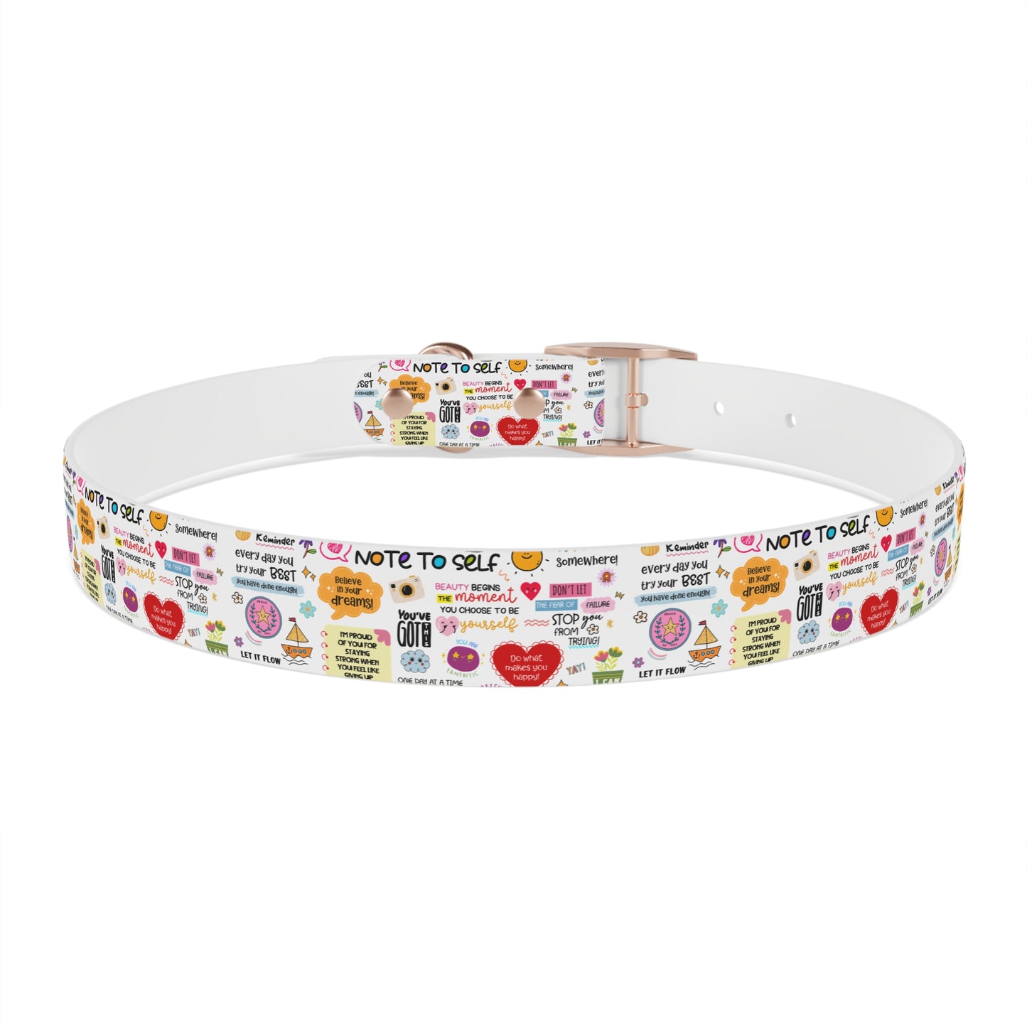 Dog Collar — Whimsical 'Note to Self' Positive Words Quote Pattern Pet Collar