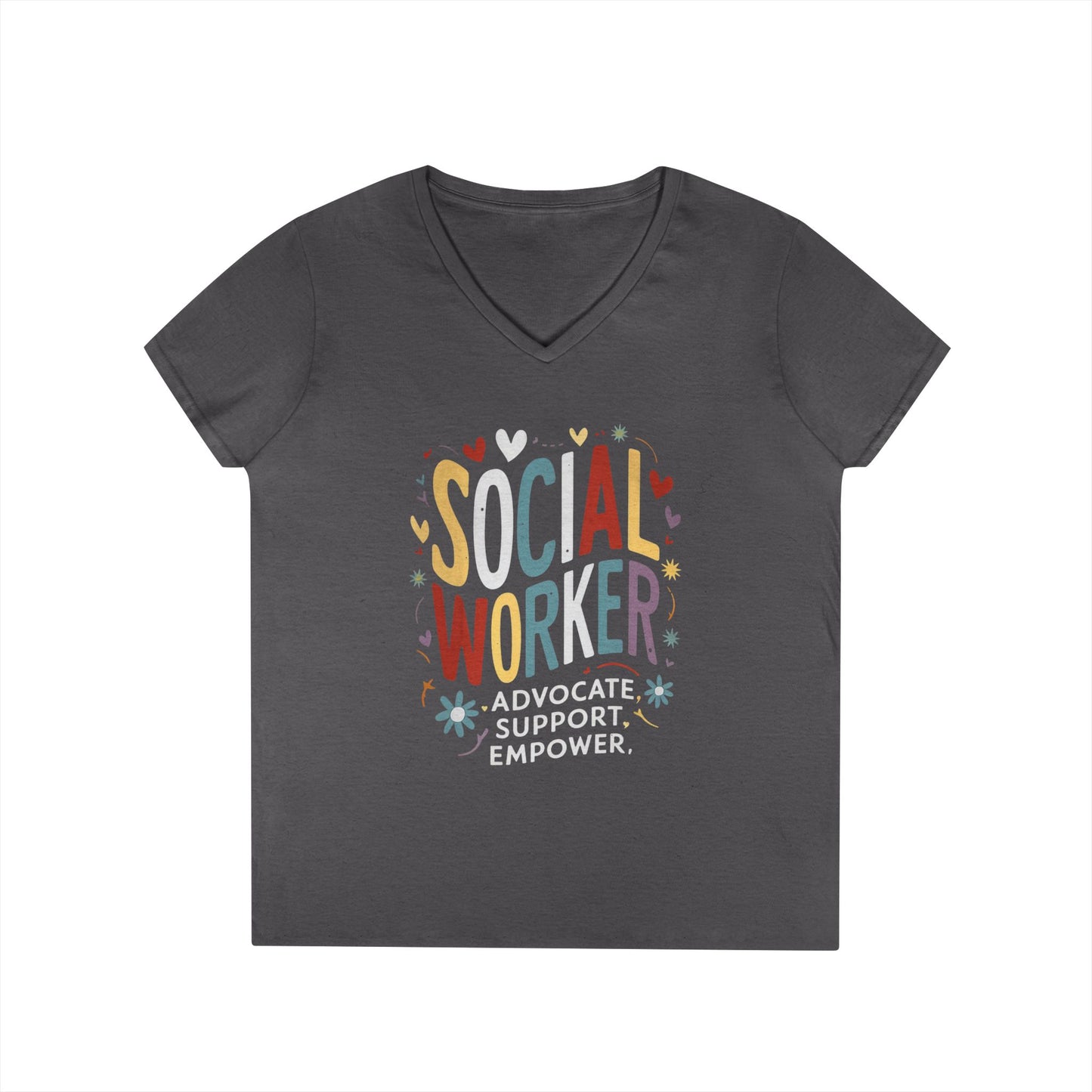 Social Worker V-Neck T-Shirt — Advocate, Support, Empower