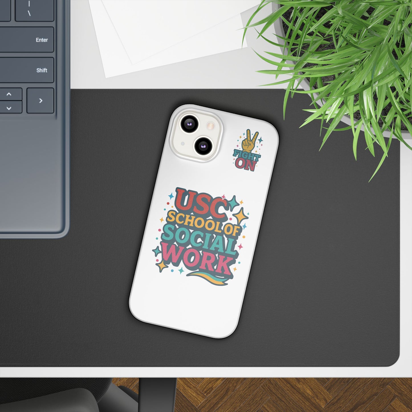 USC Trojans Slim I-Phone Case - School of Social Work - Glitter Style