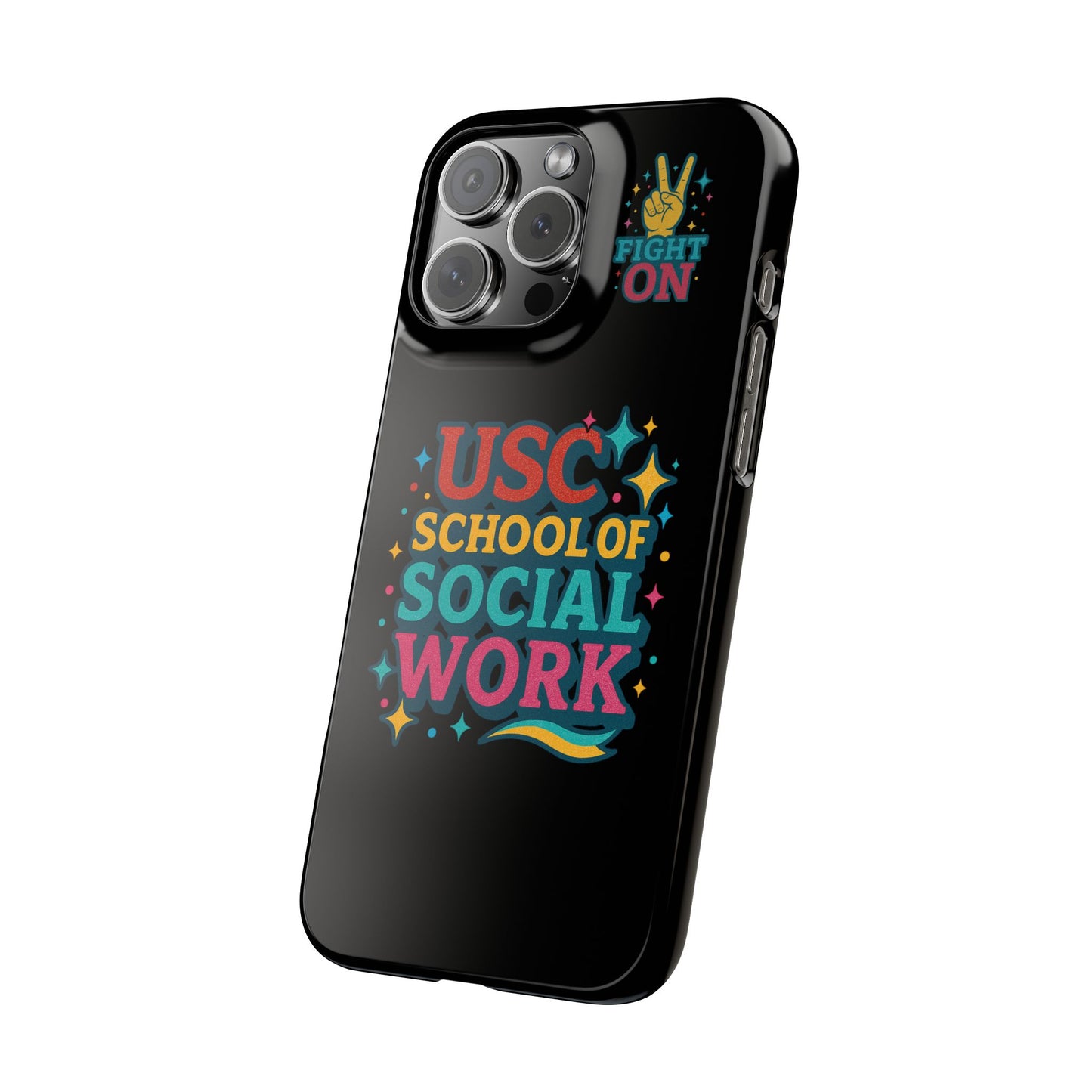 USC Trojans Slim I-Phone Case - School of Social Work - Glitter Style (Black)