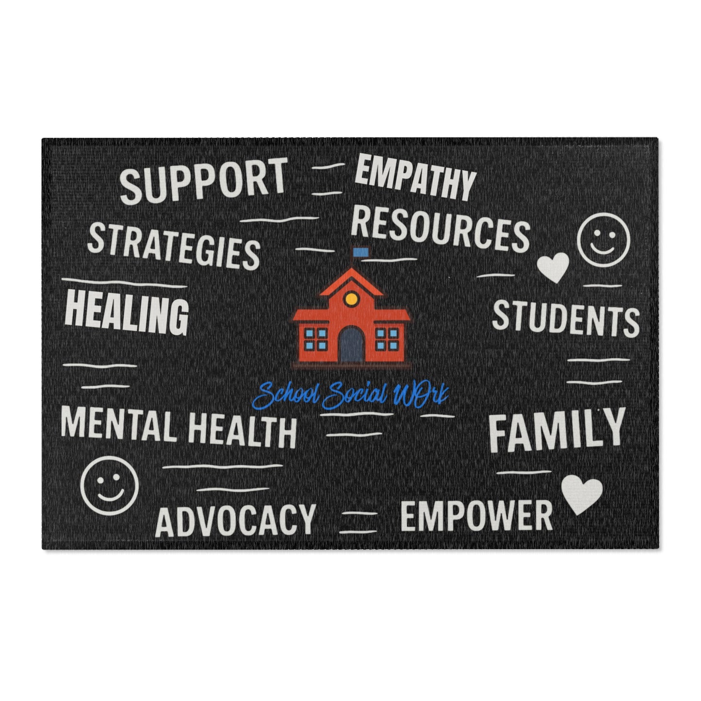 School Social Work Inspirational Area Rug - Black With Logo