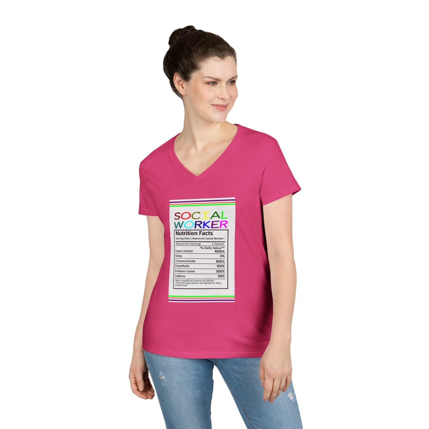 Social Worker Nutrition Facts V-Neck Tee — Women's Social Worker Gift