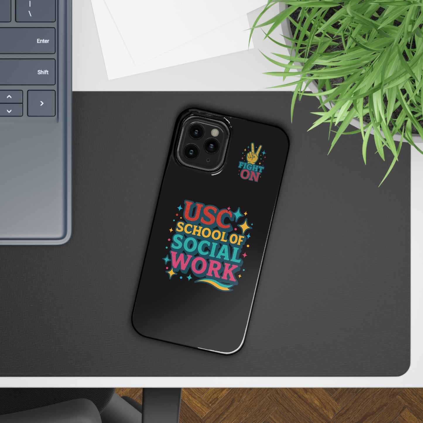 USC Trojans Slim I-Phone Case - School of Social Work - Glitter Style (Black)