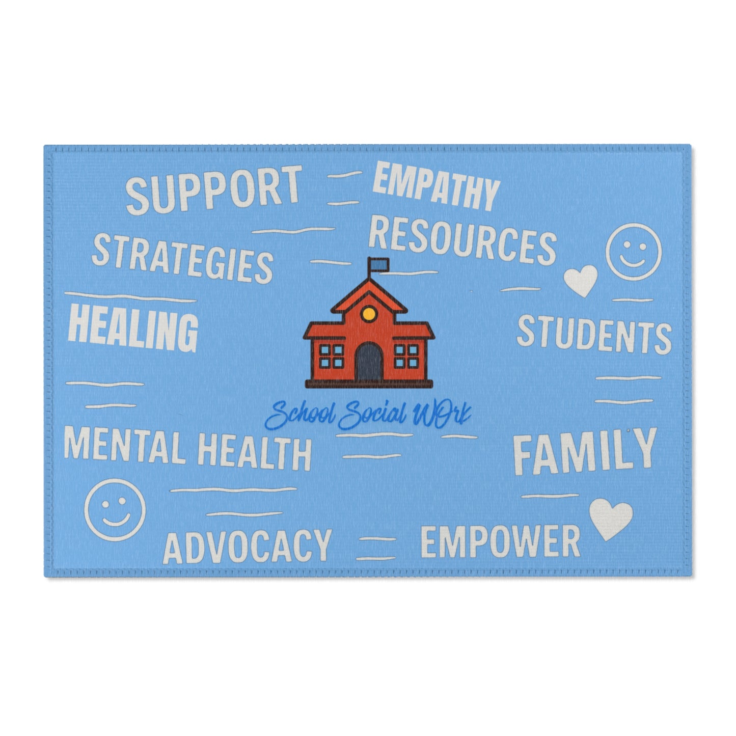 School Social Work Inspirational Area Rug - Baby Blue With Logo