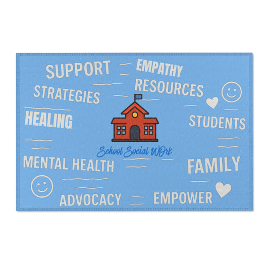 School Social Work Inspirational Area Rug - Baby Blue With Logo