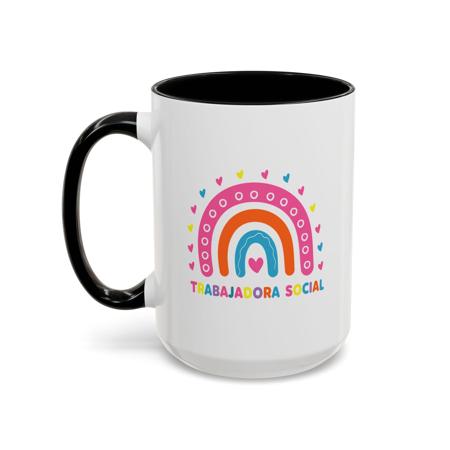 Accent Coffee Mug - 'Trabajadora Social' Colorful Rainbow Social Worker Gift (15 oz)