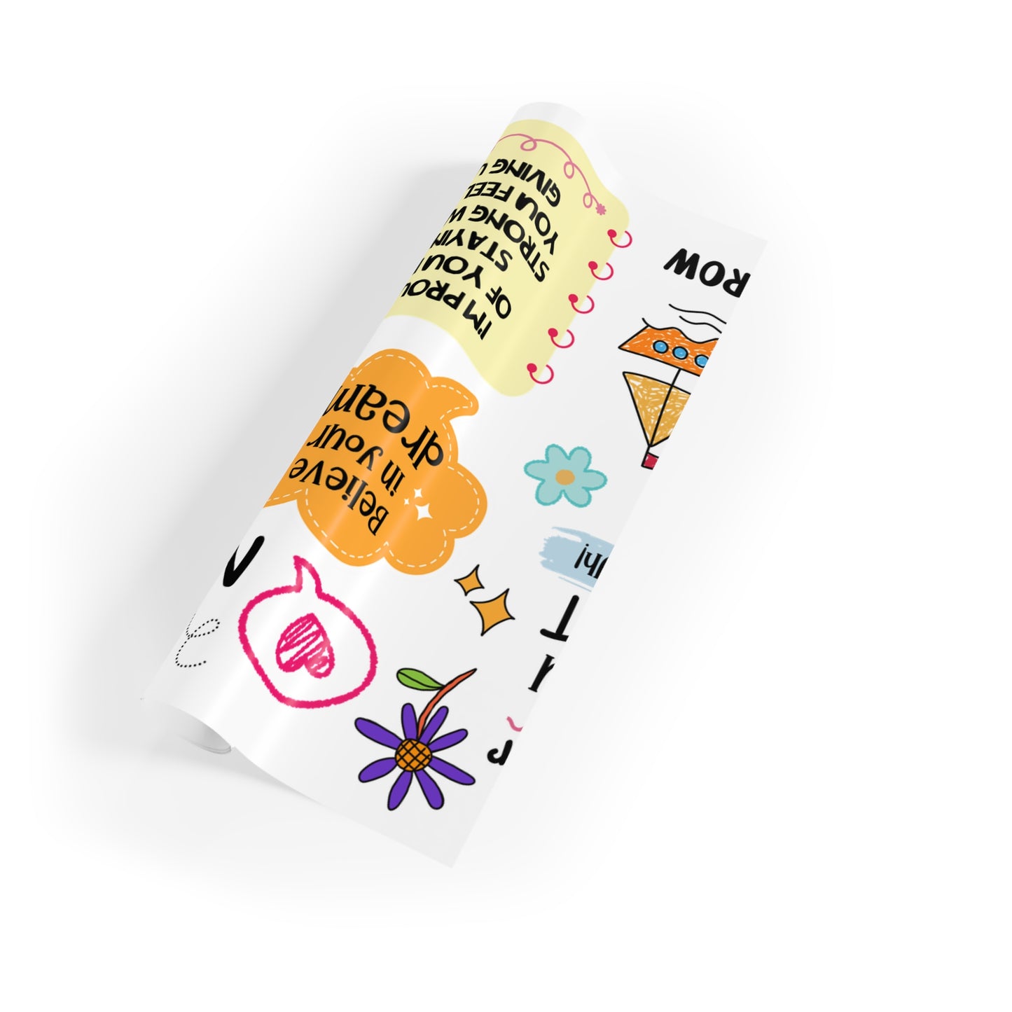 Inspirational Notes Gift Wrap Roll — Positive Quote Wrapping Paper for Christmas, Birthdays & Celebrations