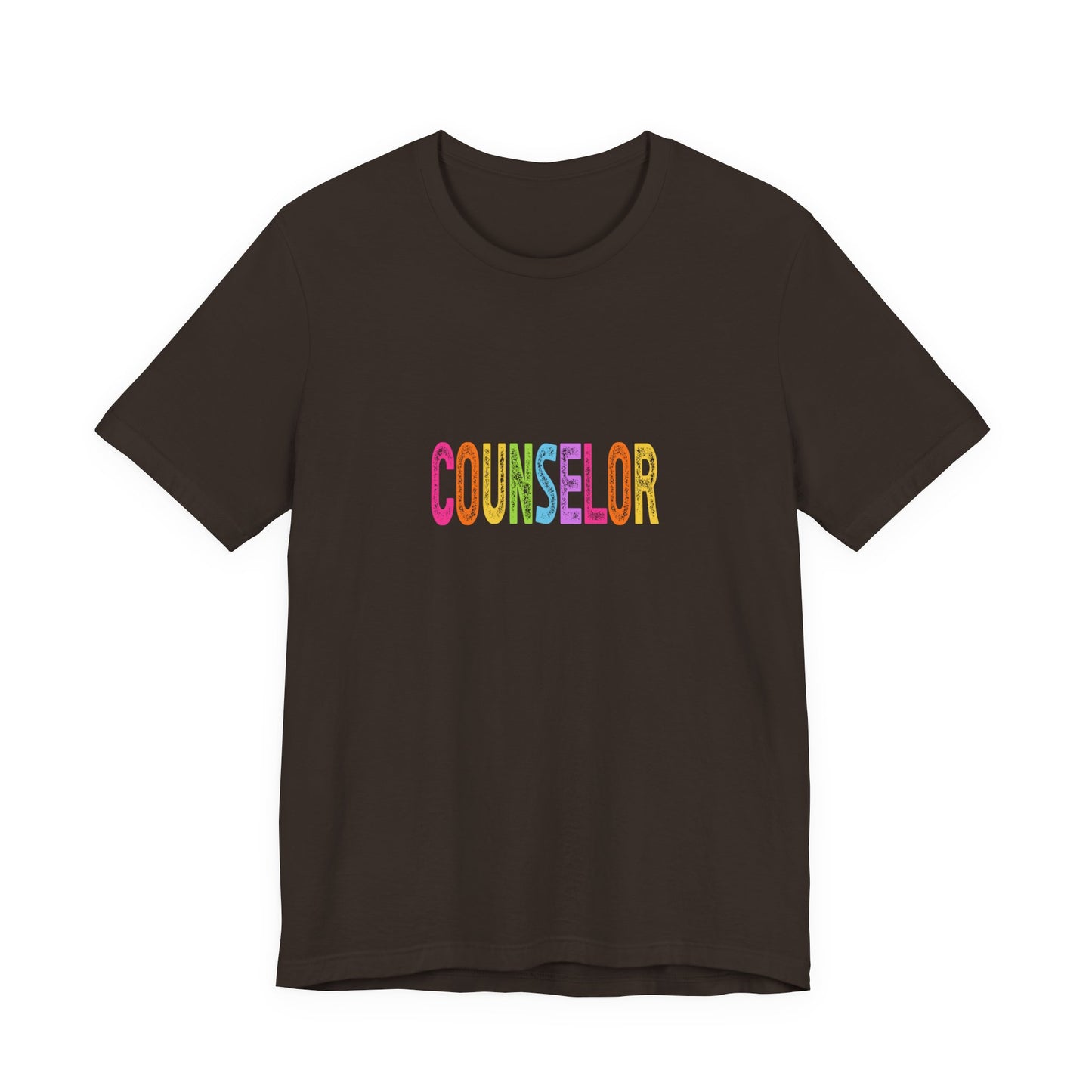 (Unisex) Counselor Rainbow Tee — Pastel 'COUNSELOR' Short Sleeve Shirt