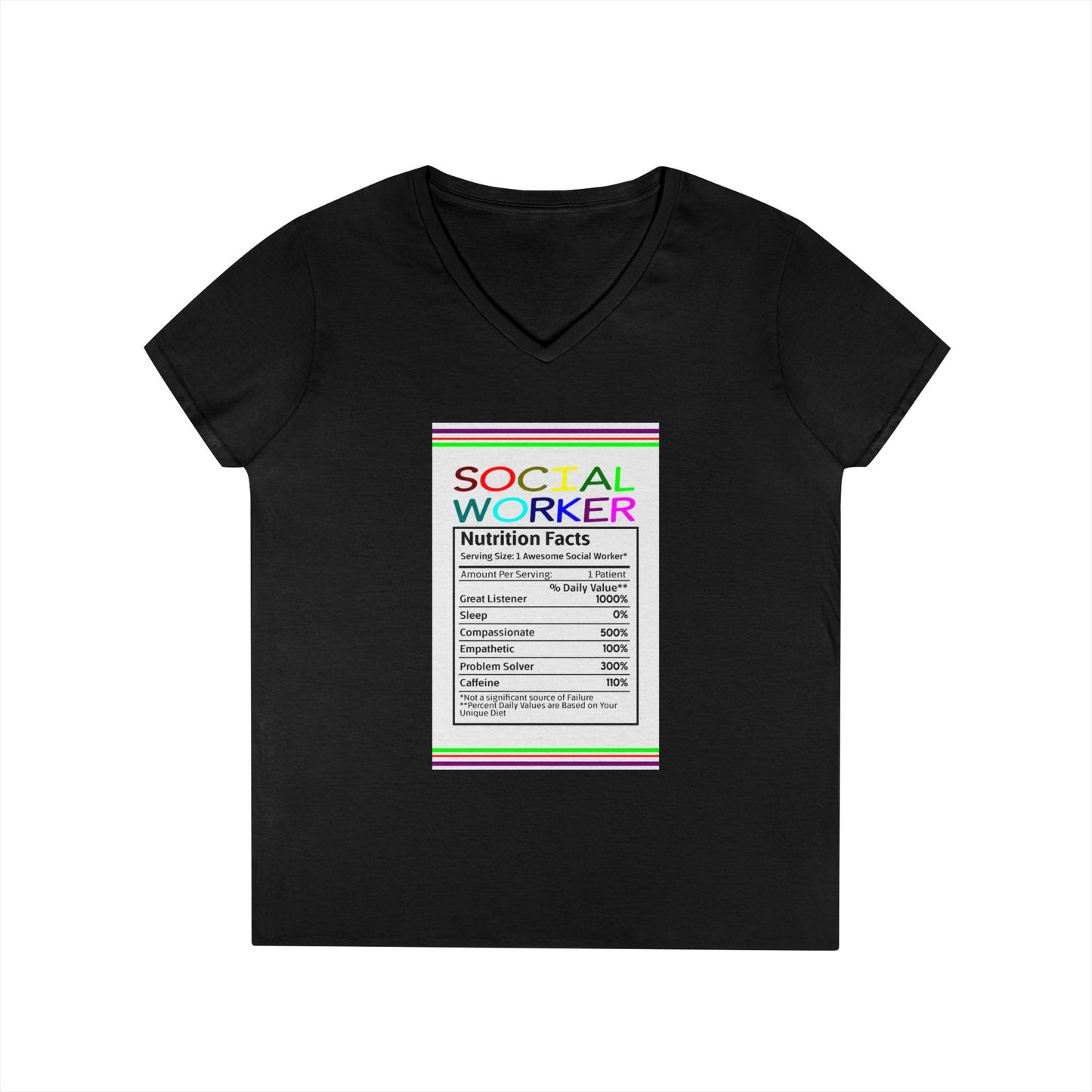 Social Worker Nutrition Facts V-Neck Tee — Women's Social Worker Gift