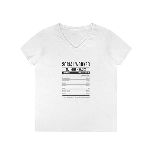 Social Worker Nutrition Facts V-Neck Tee
