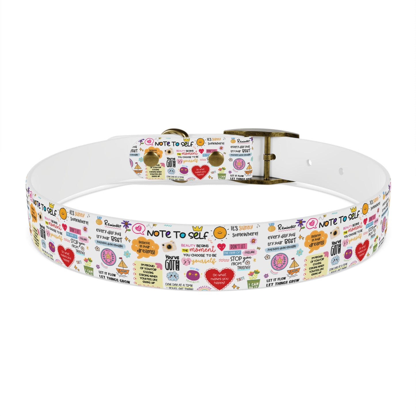 Dog Collar — Whimsical 'Note to Self' Positive Words Quote Pattern Pet Collar