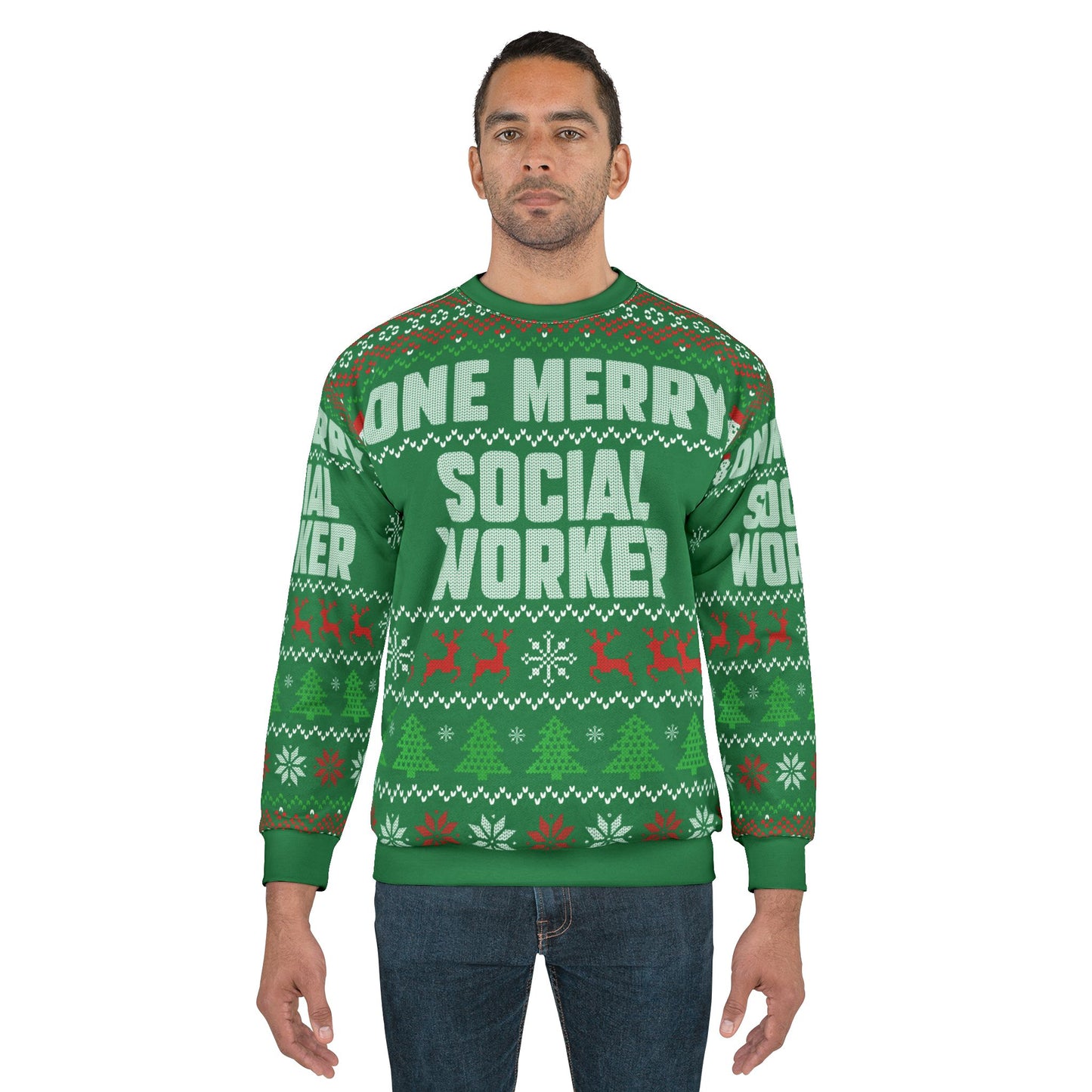 UNISEX-One Merry Social Worker Ugly Christmas Sweatshirt