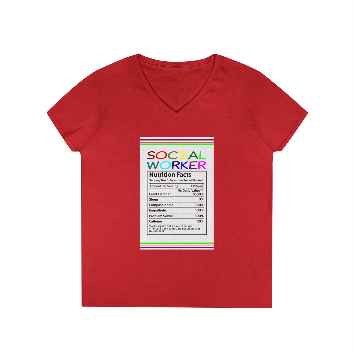 Social Worker Nutrition Facts V-Neck Tee — Women's Social Worker Gift