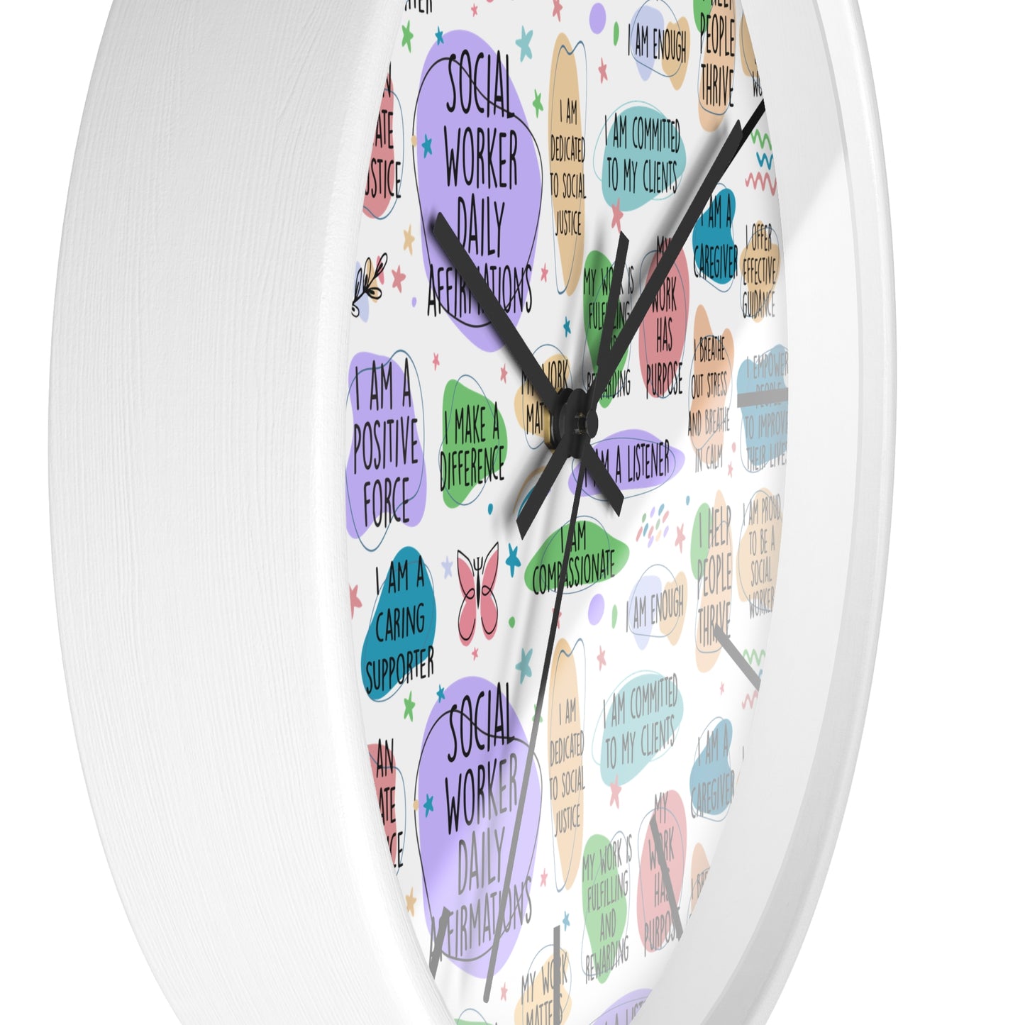 Social Worker Daily Affirmations Wall Clock — Inspirational Office Decor