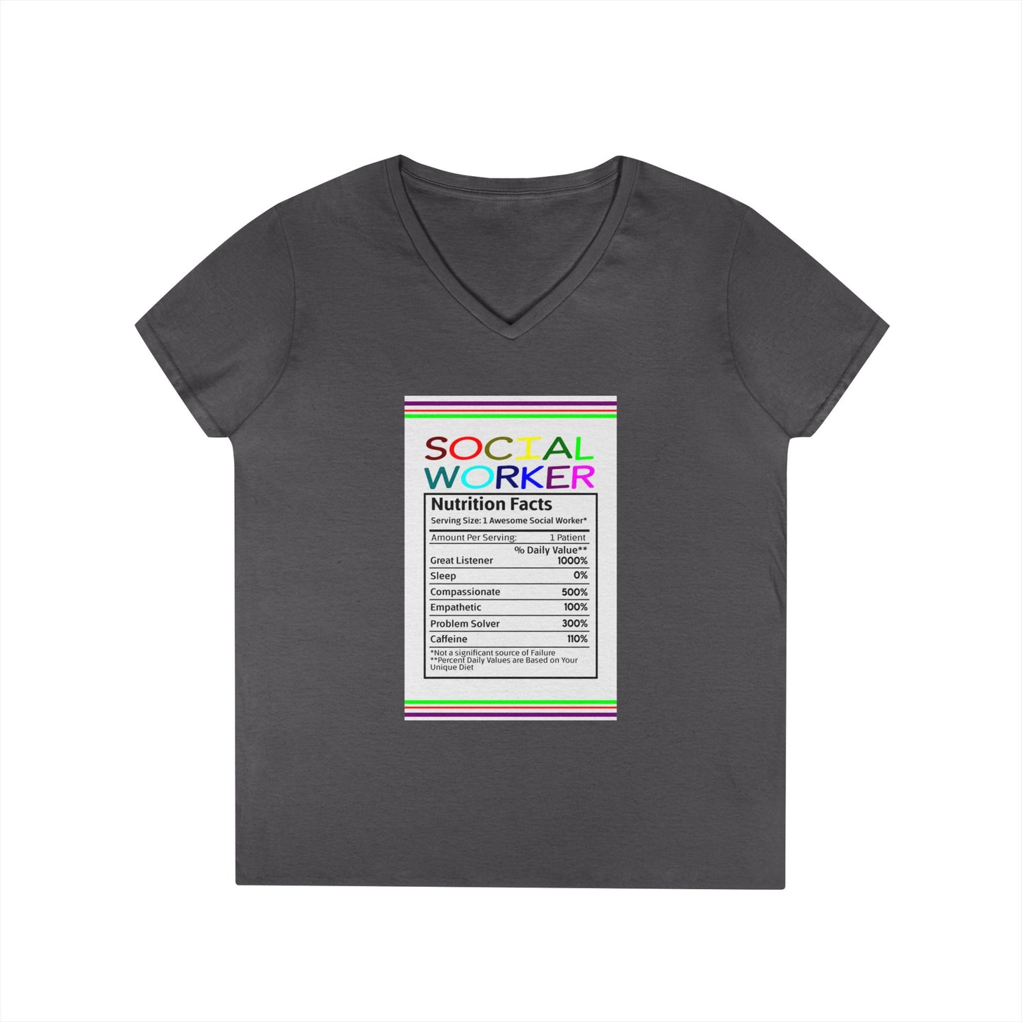 Social Worker Nutrition Facts V-Neck Tee — Women's Social Worker Gift