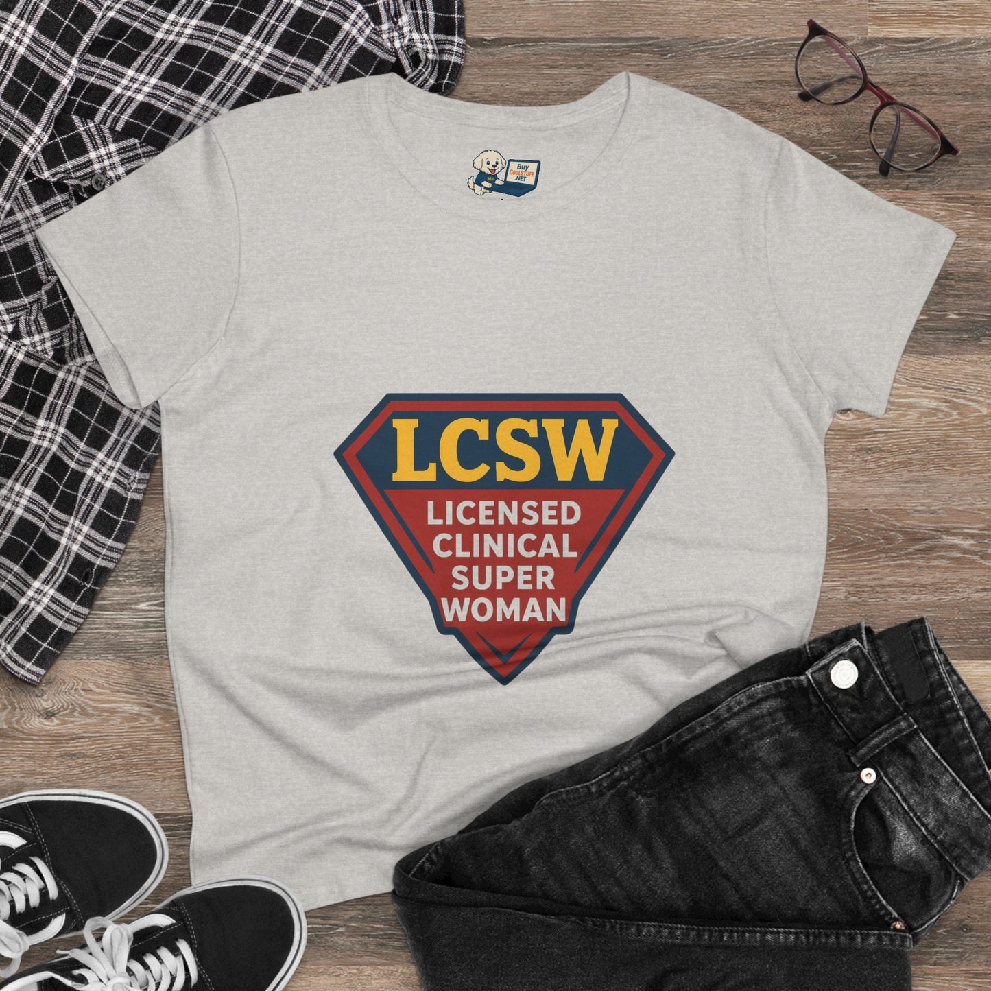LCSW = Licensed Clinical Super Woman Tee – Saving the World, One Session at a Time Women's Midweight Cotton T-Shirt - Social Work