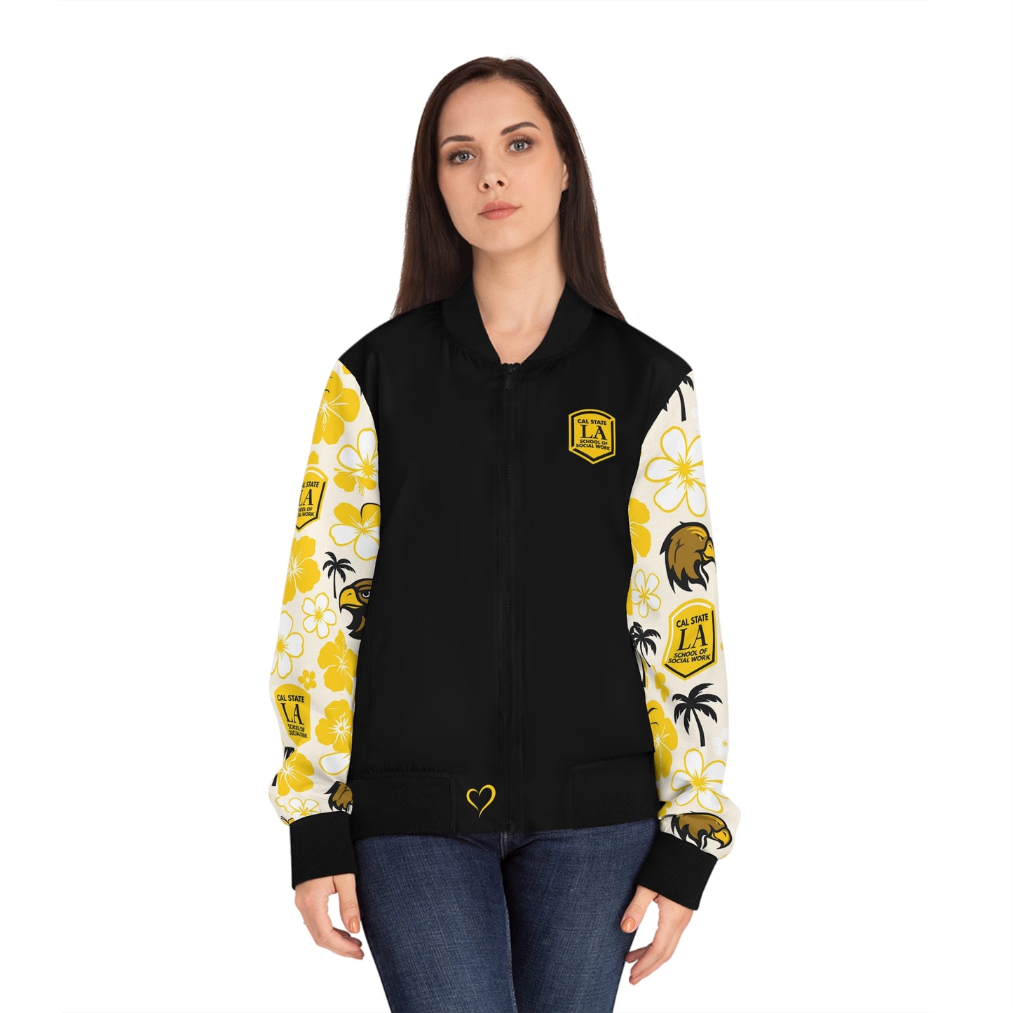 Cal State L.A. School of Social Work Bomber Hawaiian Jacket - Black