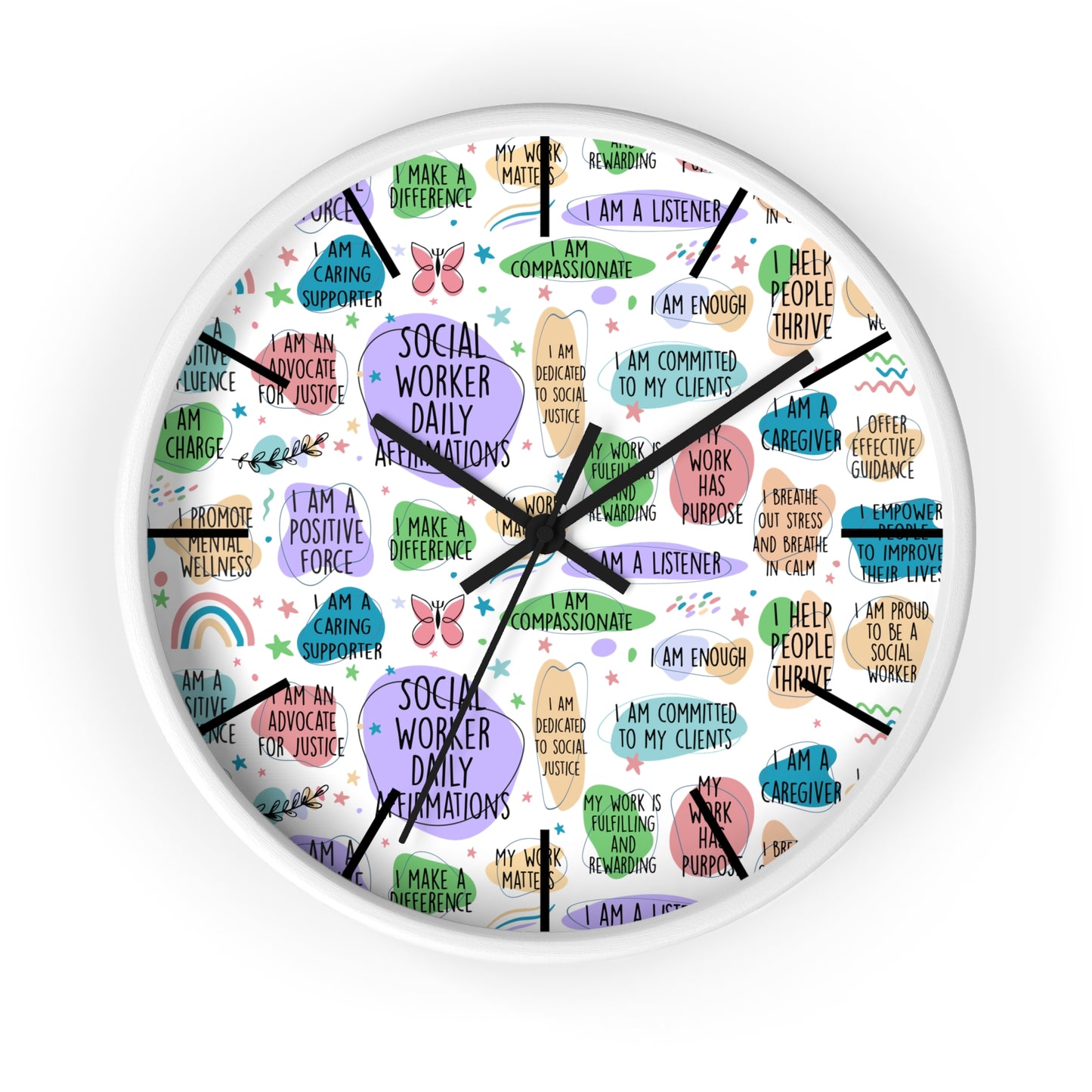 Social Worker Daily Affirmations Wall Clock — Inspirational Office Decor