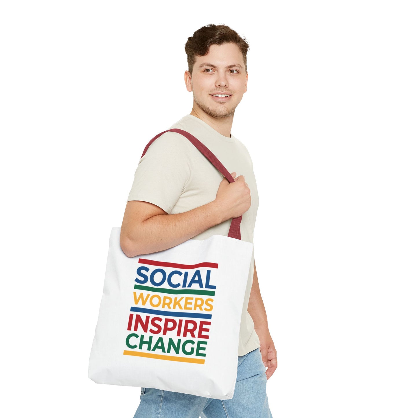 Social Worker Tote Bag — Inspirational "Social Workers Inspire Change" Two Side Design