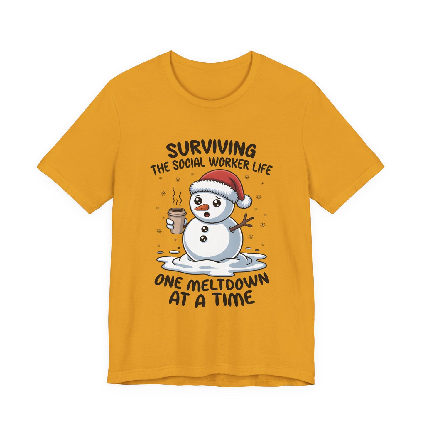 Men's Social Worker Snowman Tee — "Surviving the Social Worker Life: One Meltdown at a Time"