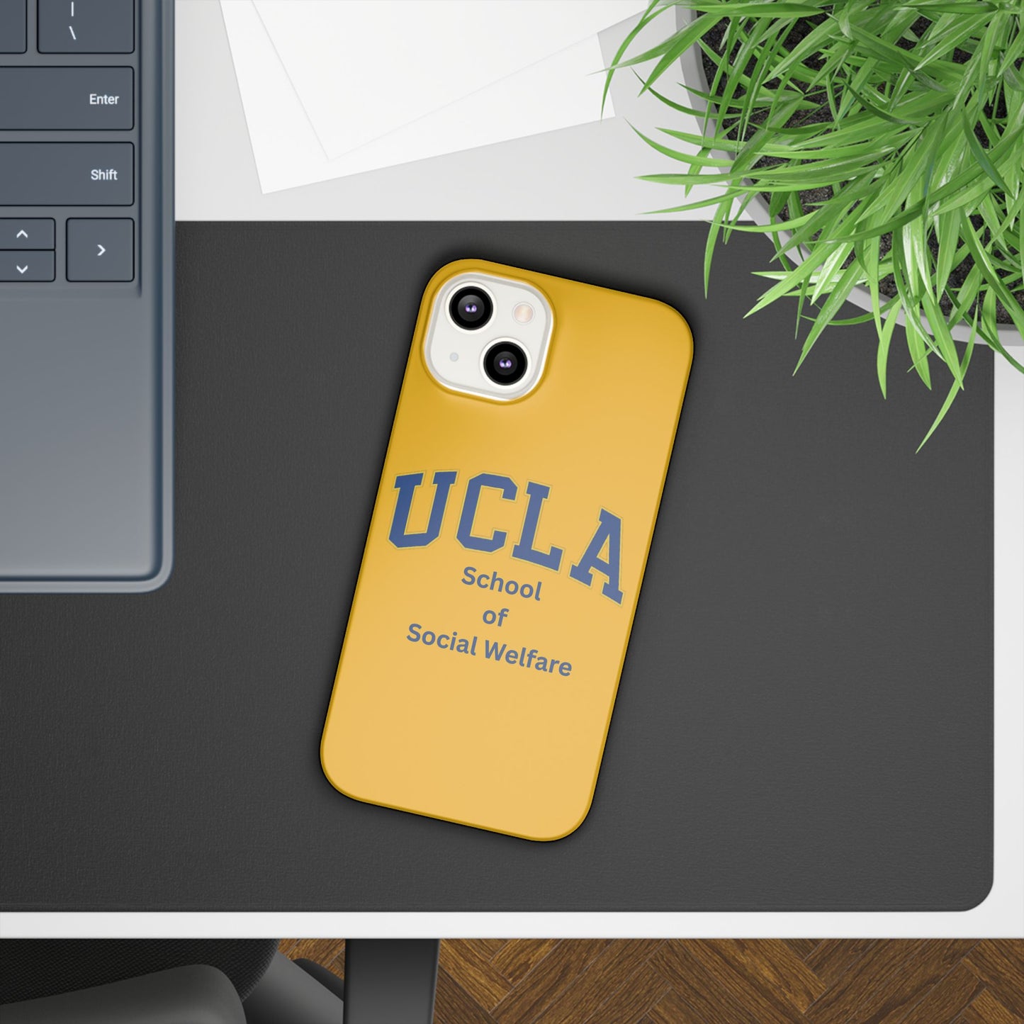 UCLA Slim I-Phone Case - School of Social Welfare-Text Logo (Yellow)