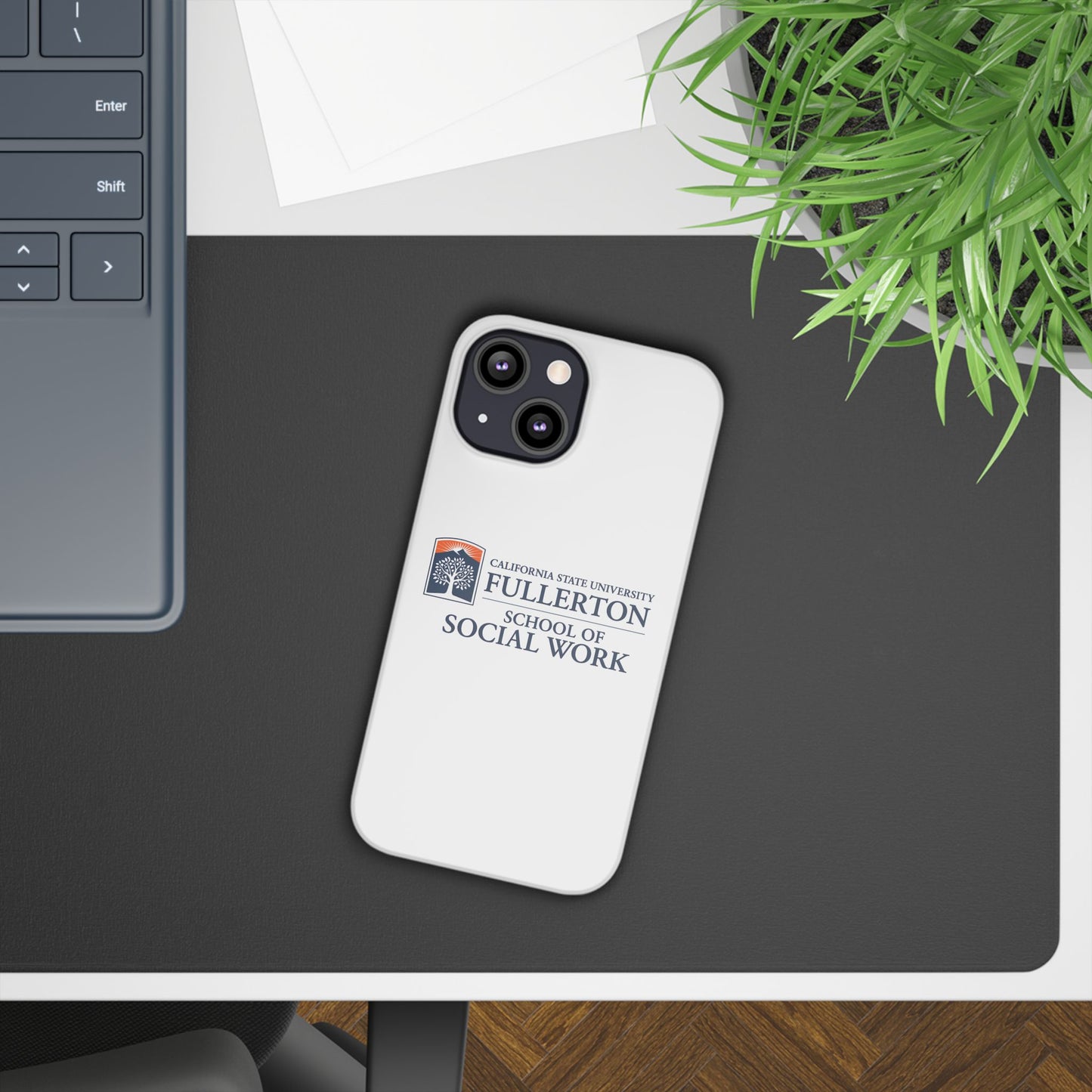 Cal State Fullerton University - Slim I-Phone Case - School of Social Work (White)