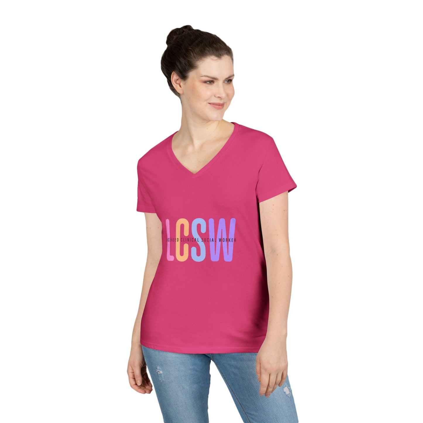 LGBTQ+ Pride Pastel Ombre 'LCSW' V‑Neck Tee — Pride Shirt