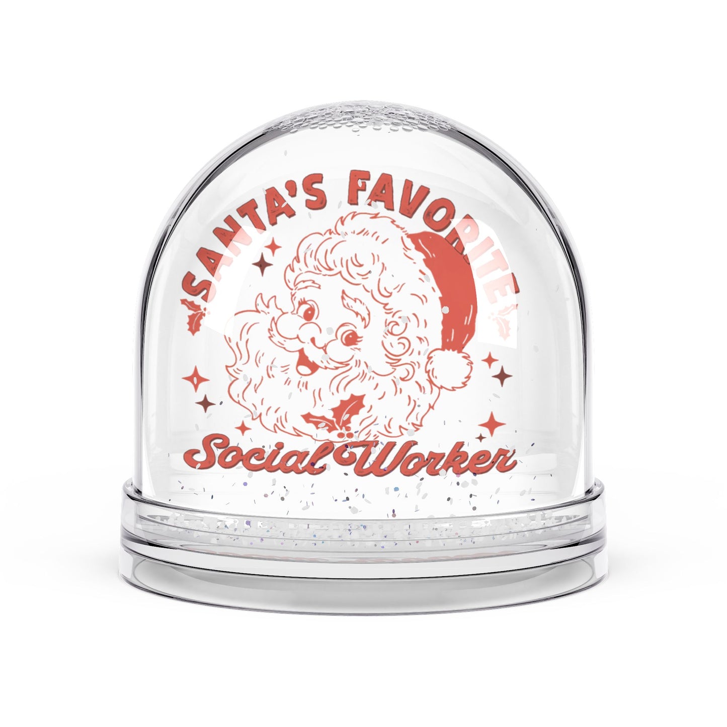 Santa’s Favorite Social Worker Snow Globe — Retro Christmas Office Gift