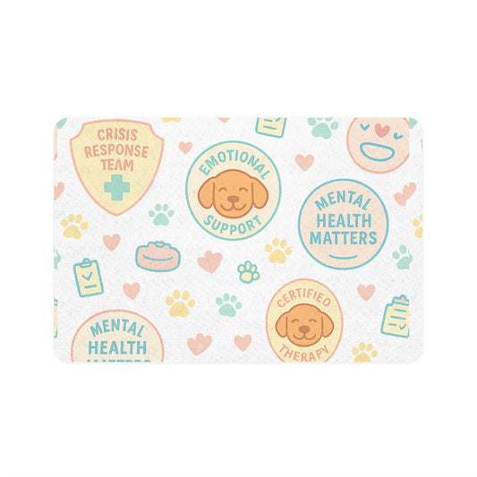 Mental Health Pet Food Mat (12x18) — Emotional Support & Crisis Response Dog Bowl Mat