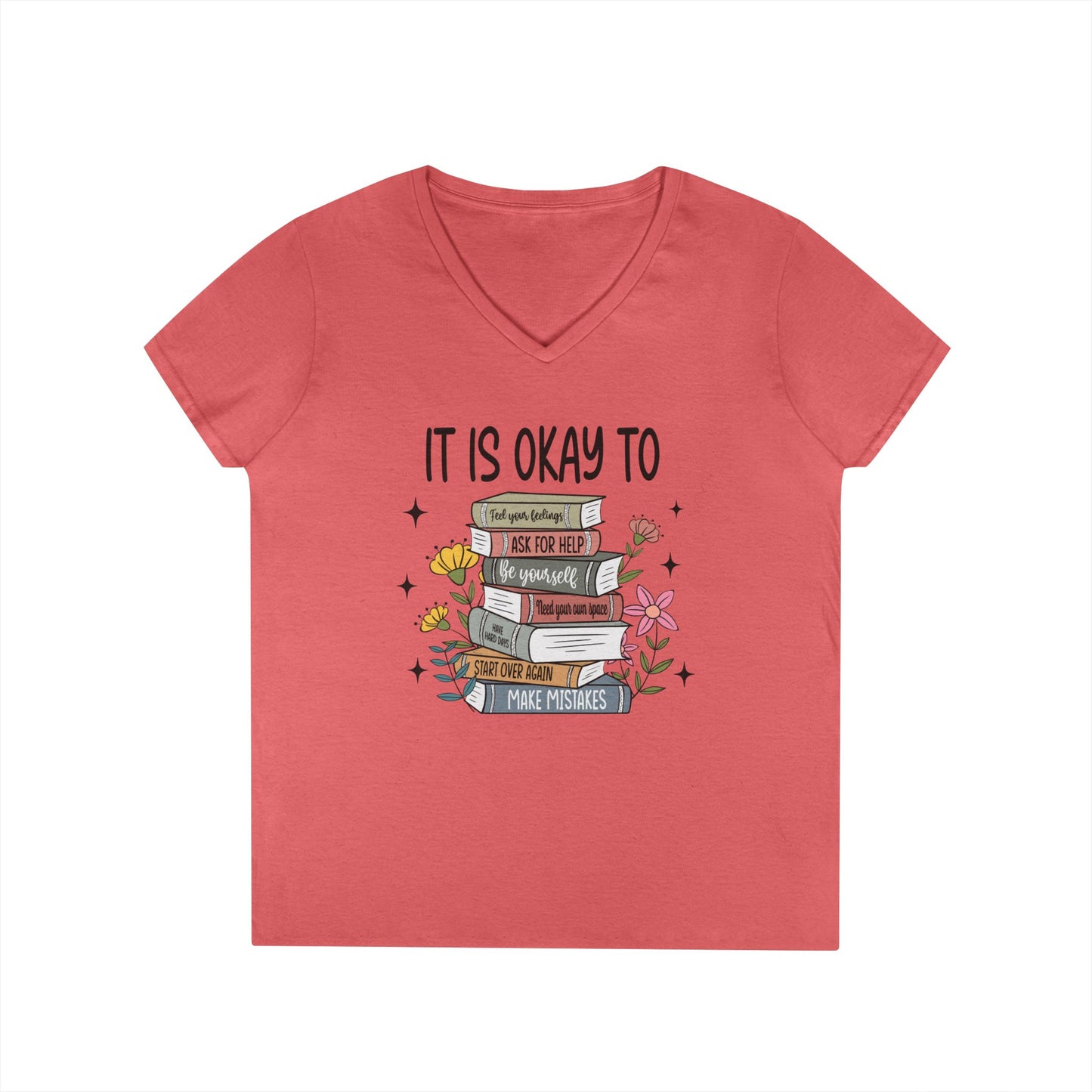 Ladies' V-Neck T-Shirt - "It's OK" - School Social Worker