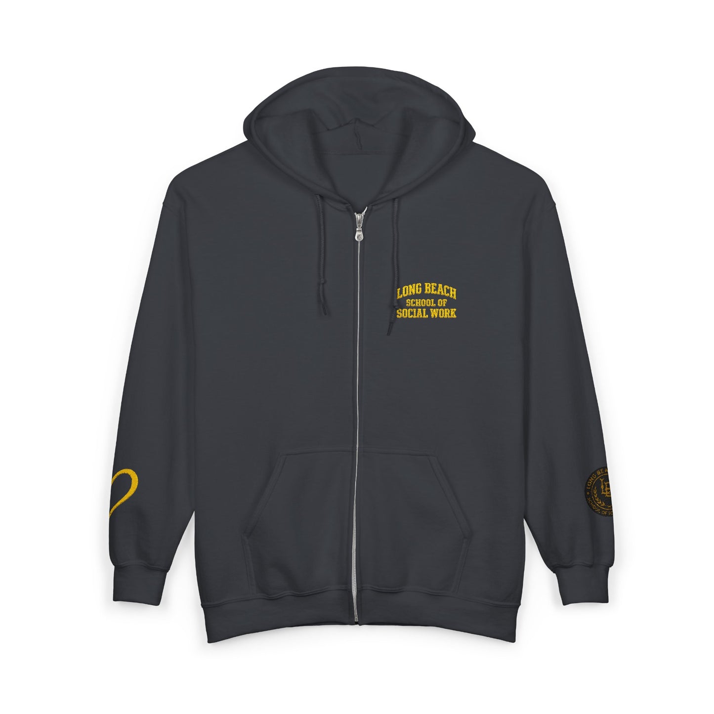 Cal State Long Beach- School of Social Work -Unisex Heavy Blend™ Full Zip Hooded Sweatshirt - Ultimate Comfort for Fans