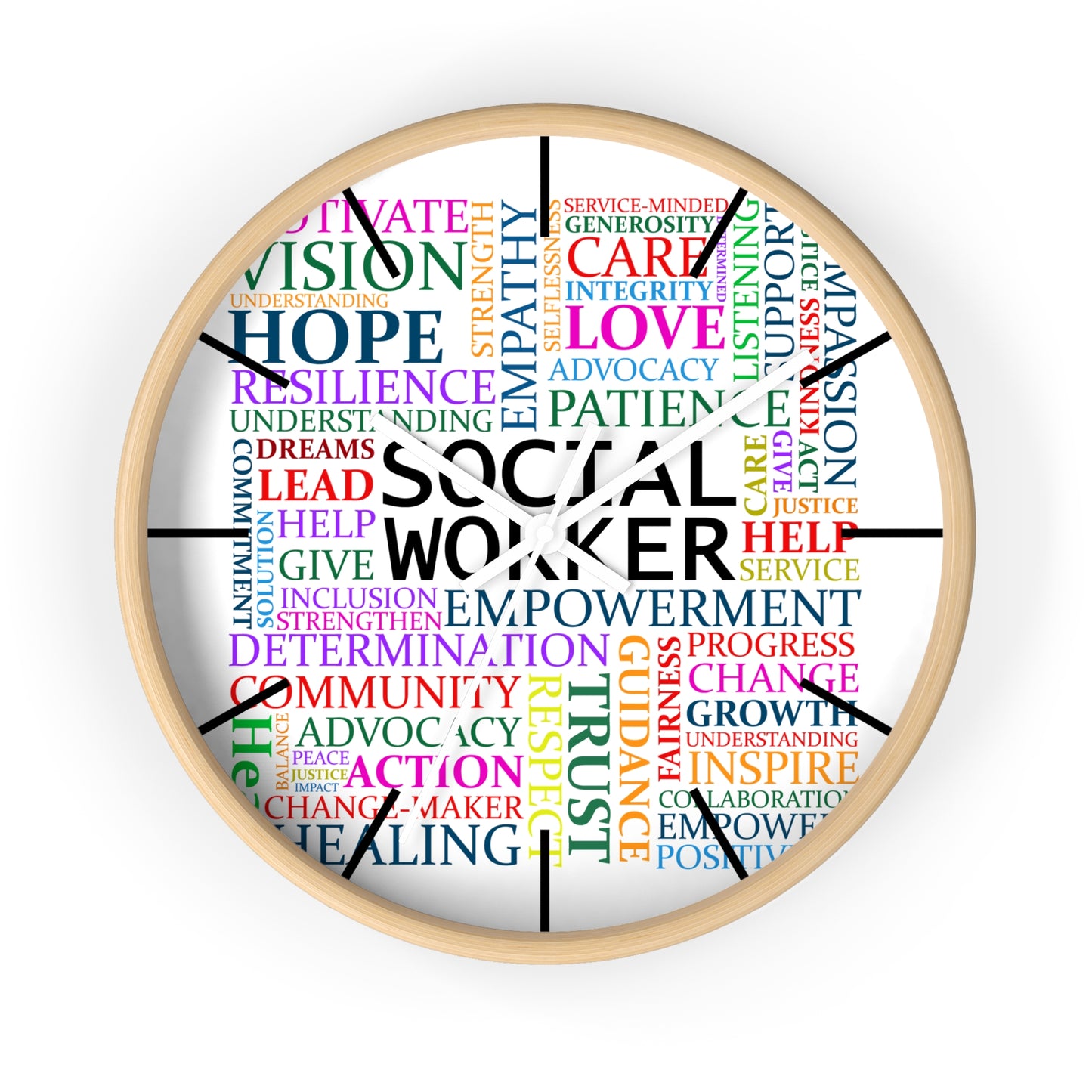 Social Worker Word Cloud Wall Clock — Inspirational Office Decor Gift