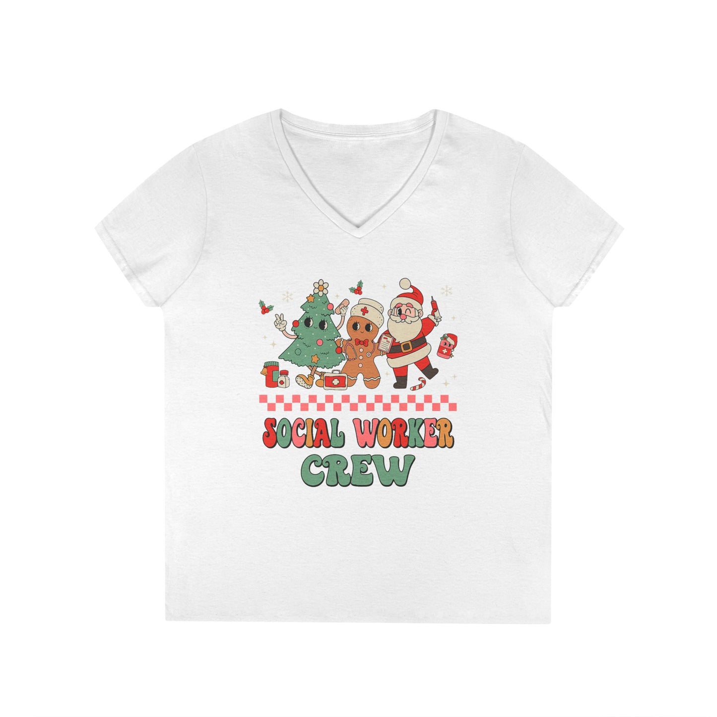 Social Worker Crew Christmas V-Neck Tee