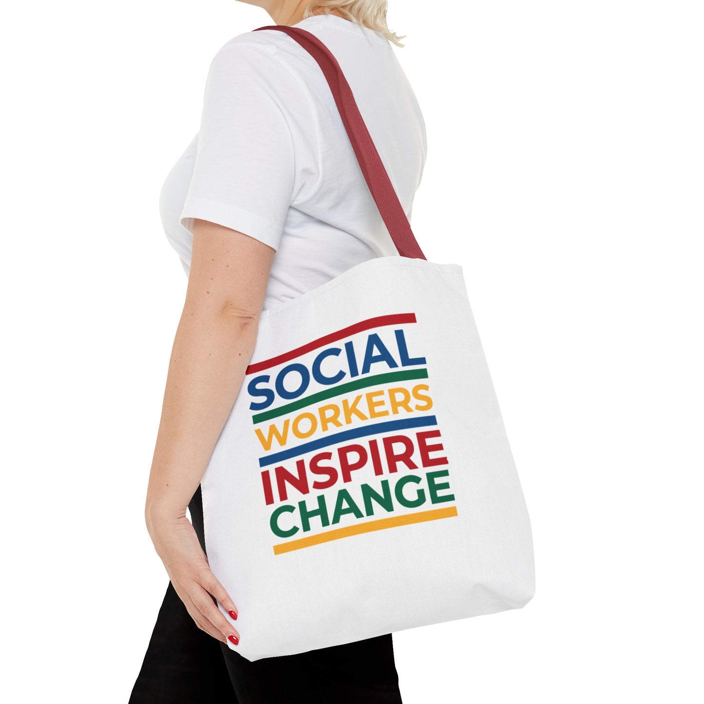 Social Worker Tote Bag — Inspirational "Social Workers Inspire Change" Two Side Design