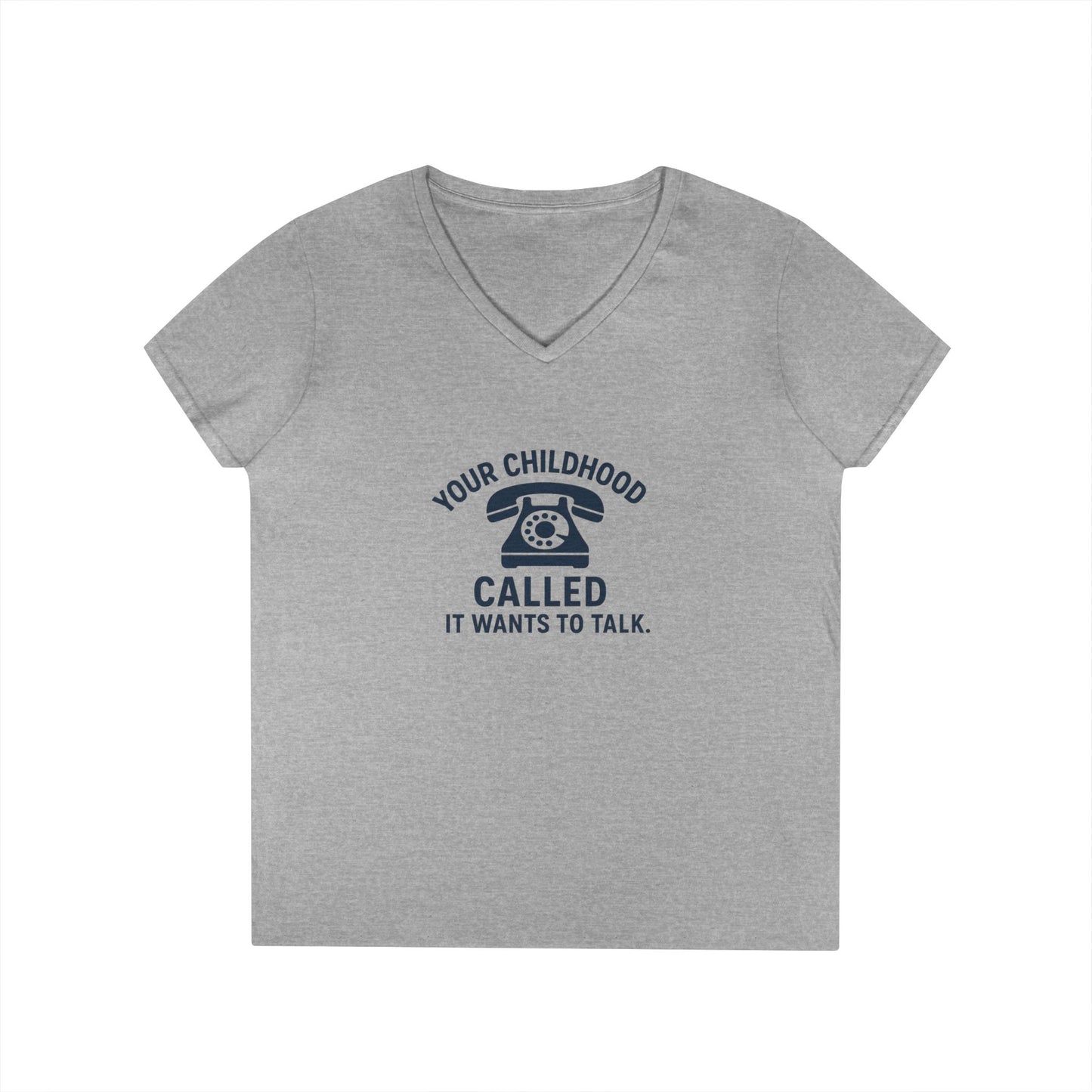 Women's V-Neck T-Shirt — "Your Childhood Called, It Wants to Talk" (Social Work/Mental Health)
