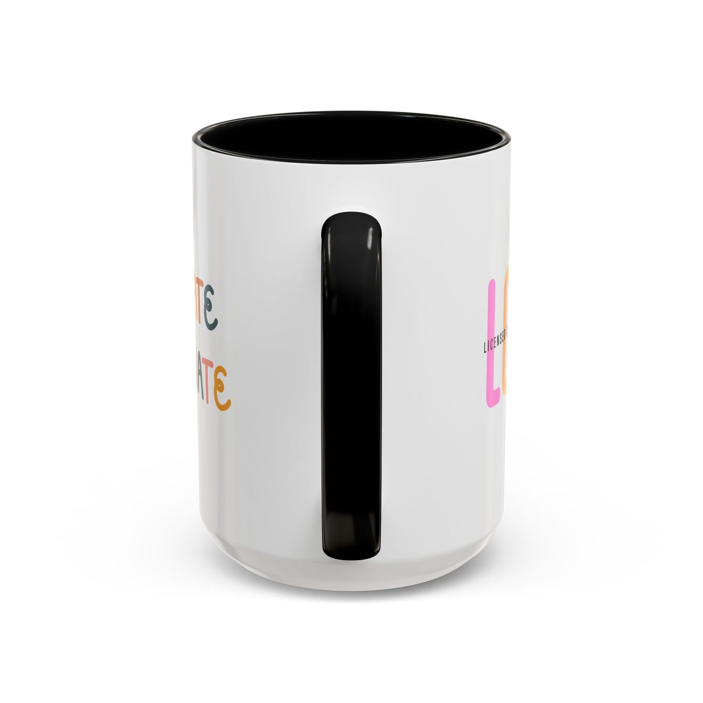 LCSW-Advocate and Caffeinate Accent Coffee Mug — Colorful Social Woker Coffee Cup (15 oz)