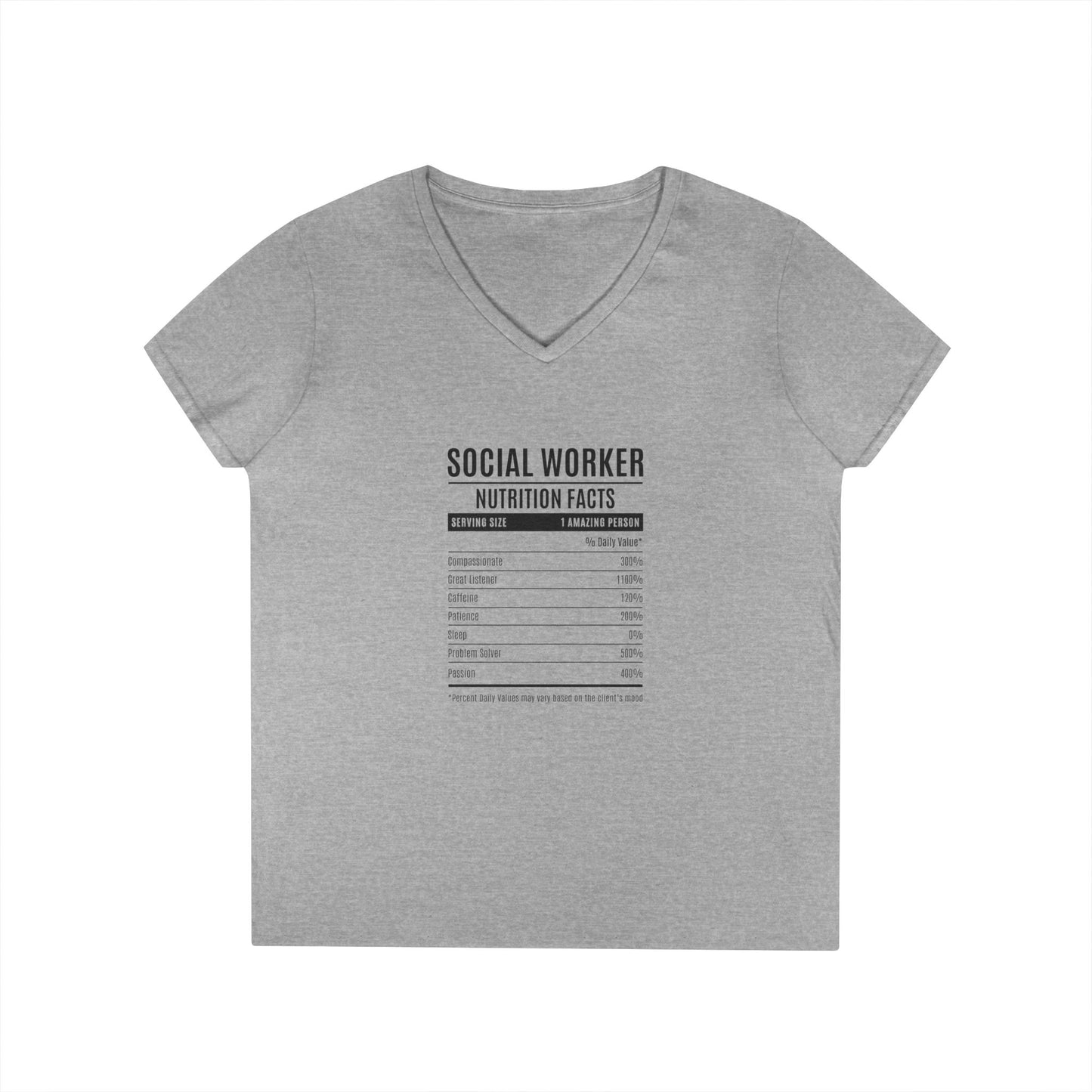 Social Worker Nutrition Facts V-Neck Tee