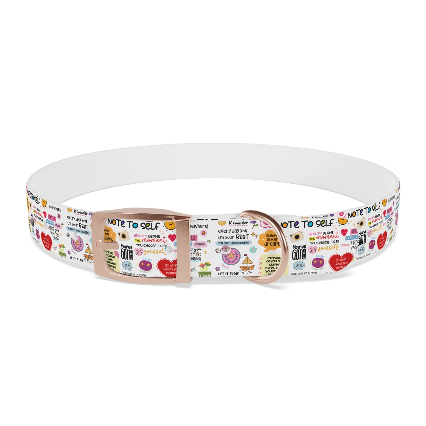 Dog Collar — Whimsical 'Note to Self' Positive Words Quote Pattern Pet Collar