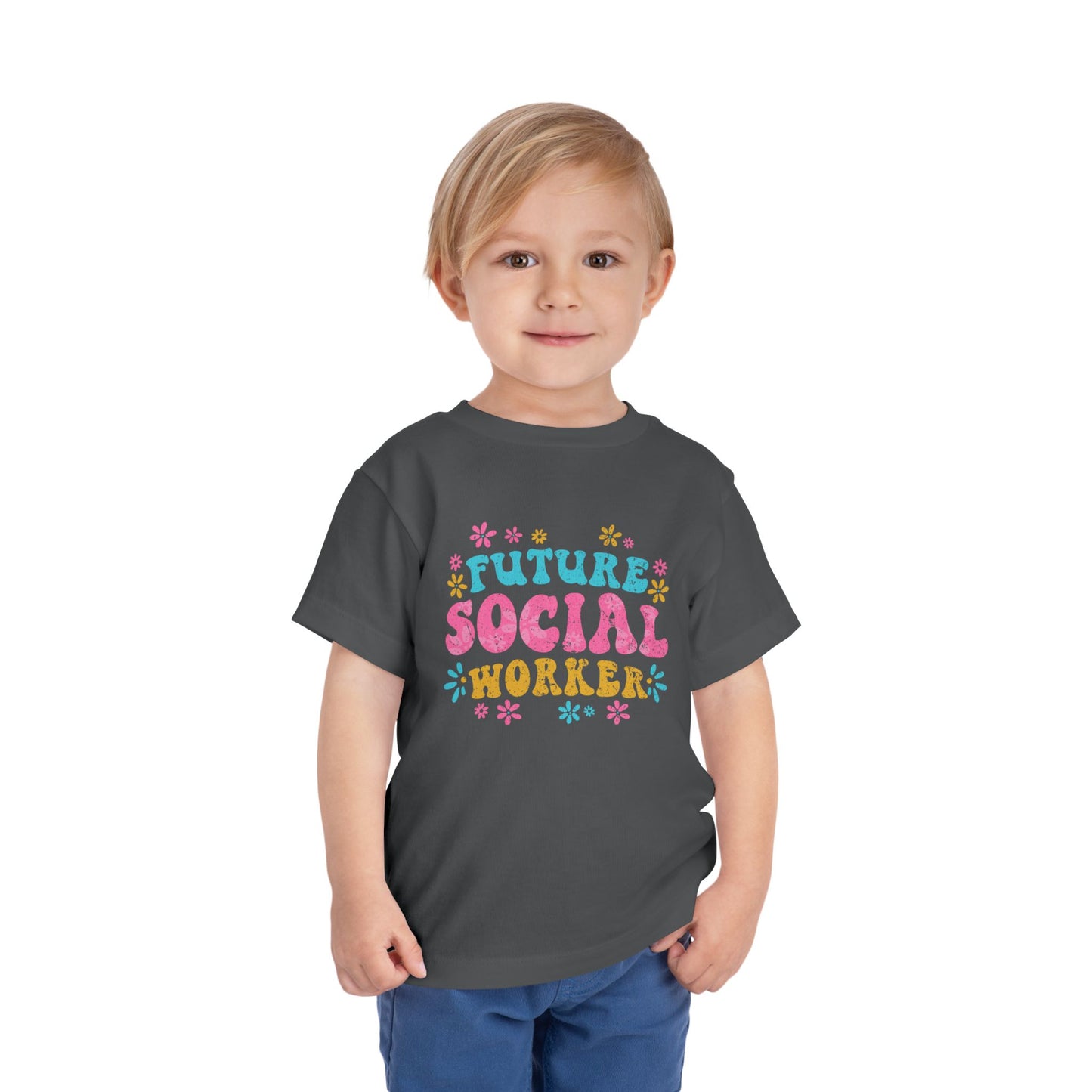 Toddler Tee - "Future Social Worker" Colorful Floral Graphic